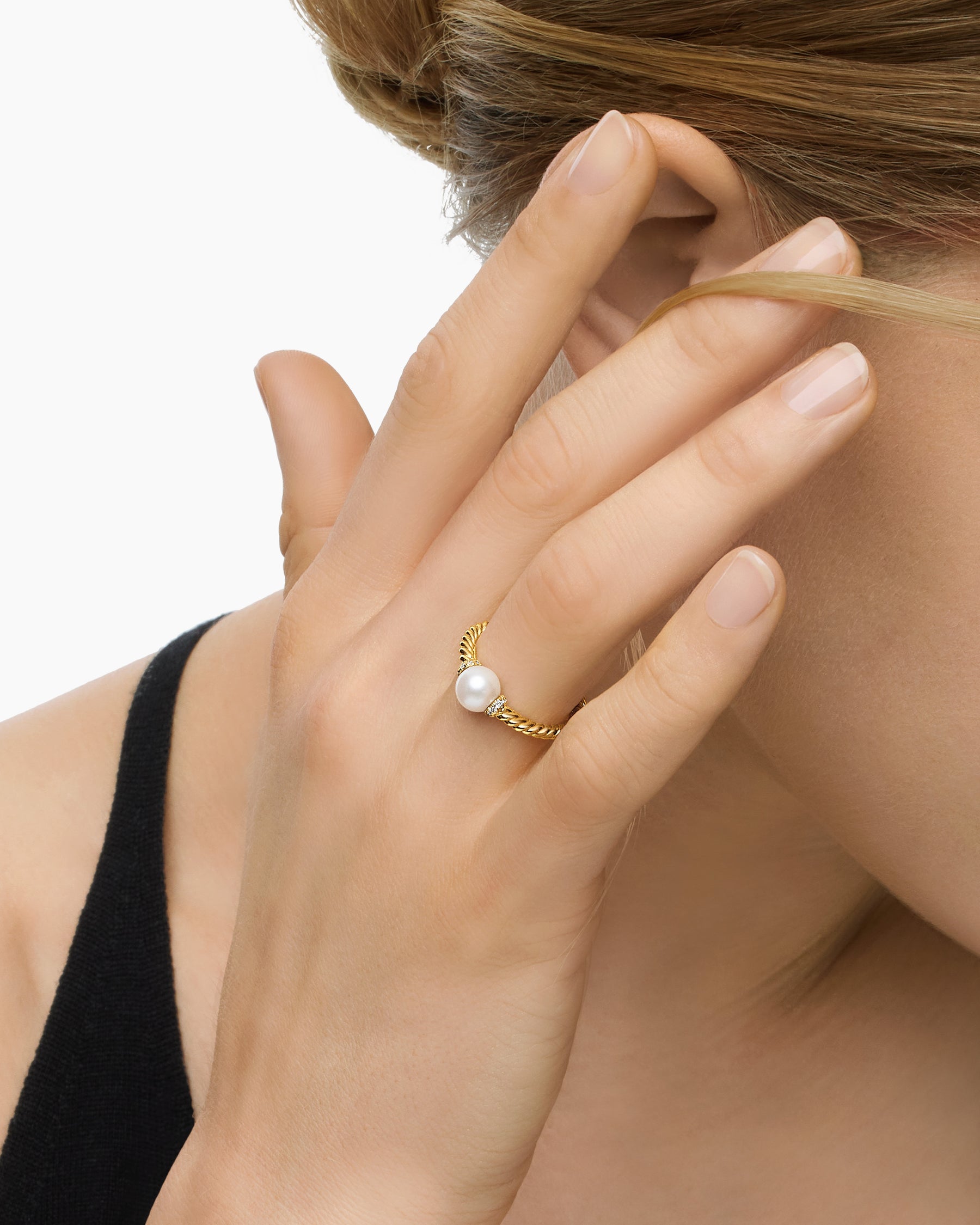 Petite Solari Station Ring in 18K Yellow Gold with Pearl and Diamonds, 2.3mm - Image 7
