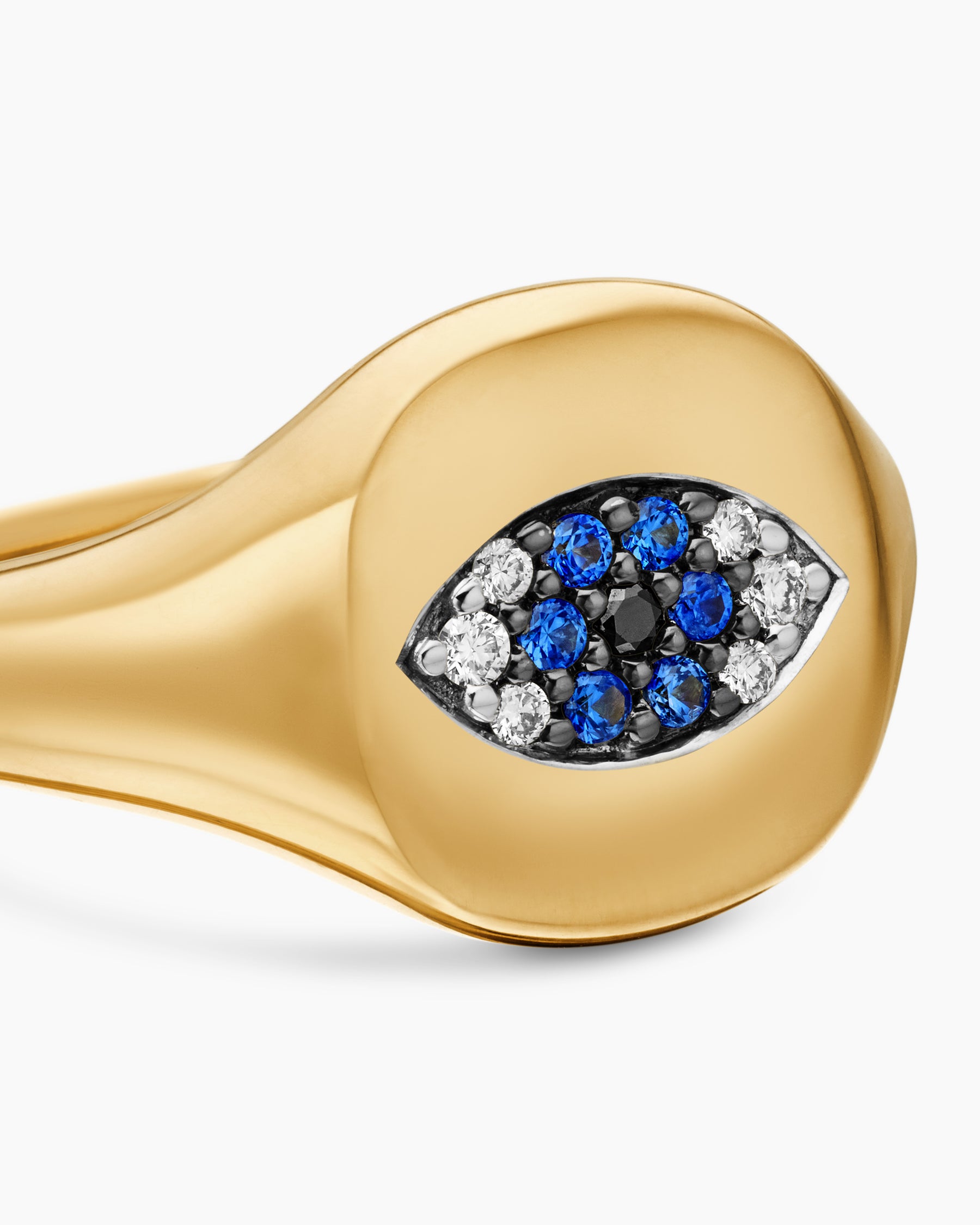 Cable Collectibles Evil Eye Pinky Ring in 18K Yellow Gold with Pavé Sapphires and Diamonds, 9.7mm - Image 5