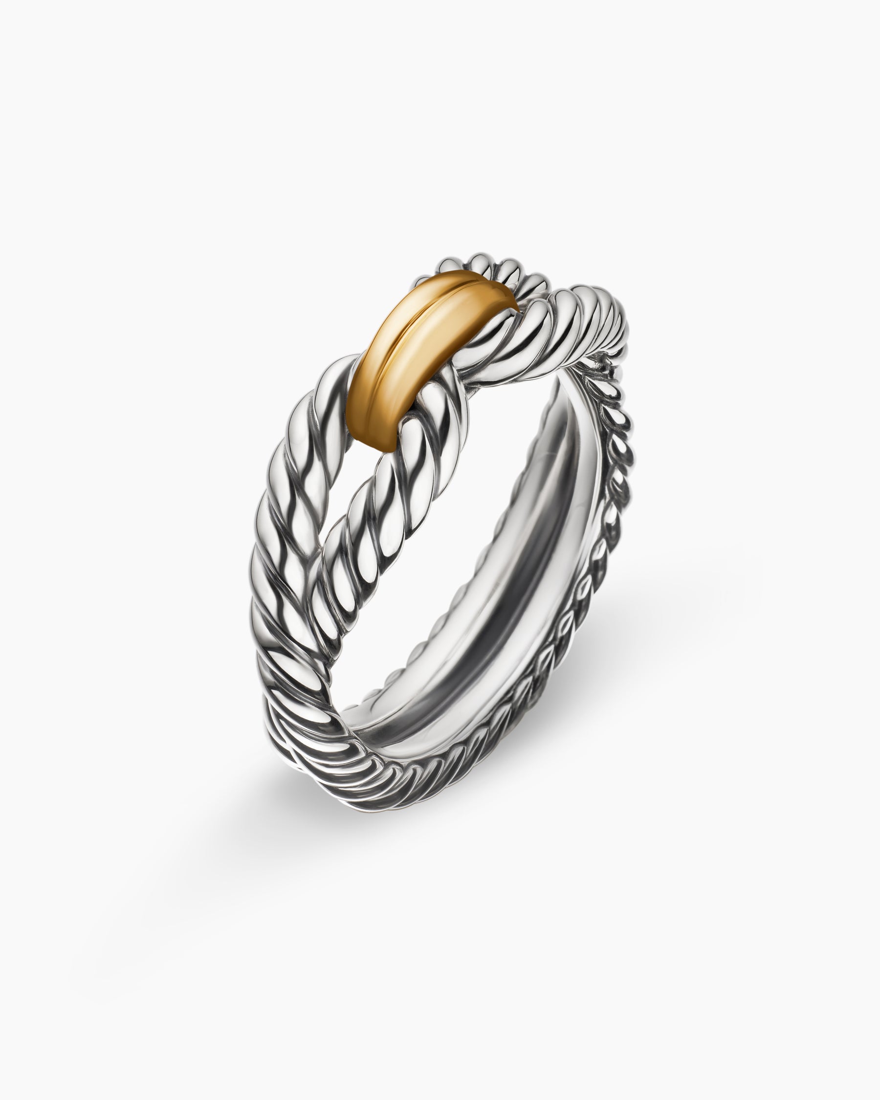 Cable Loop Band Ring in Sterling Silver with 18K Yellow Gold, 7mm - Image 3
