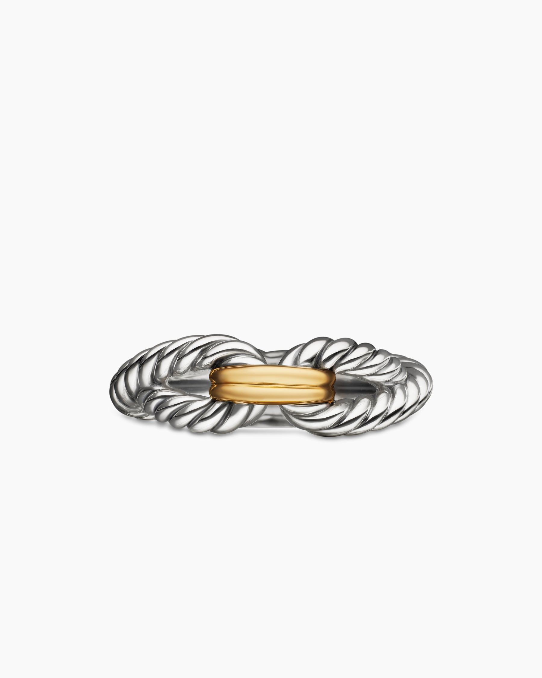Cable Loop Band Ring in Sterling Silver with 18K Yellow Gold, 7mm - Image 4