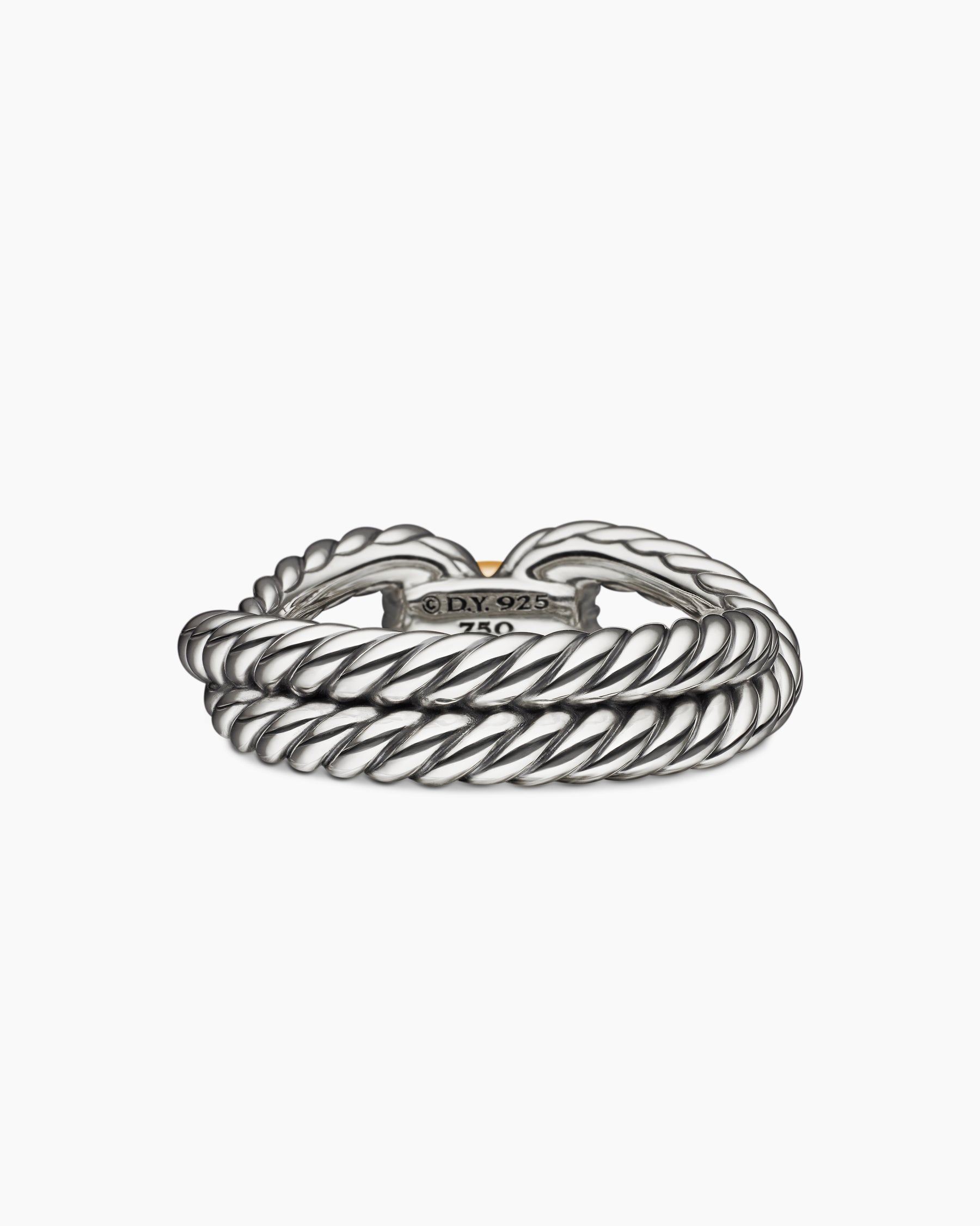 Cable Loop Band Ring in Sterling Silver with 18K Yellow Gold, 7mm - Image 5