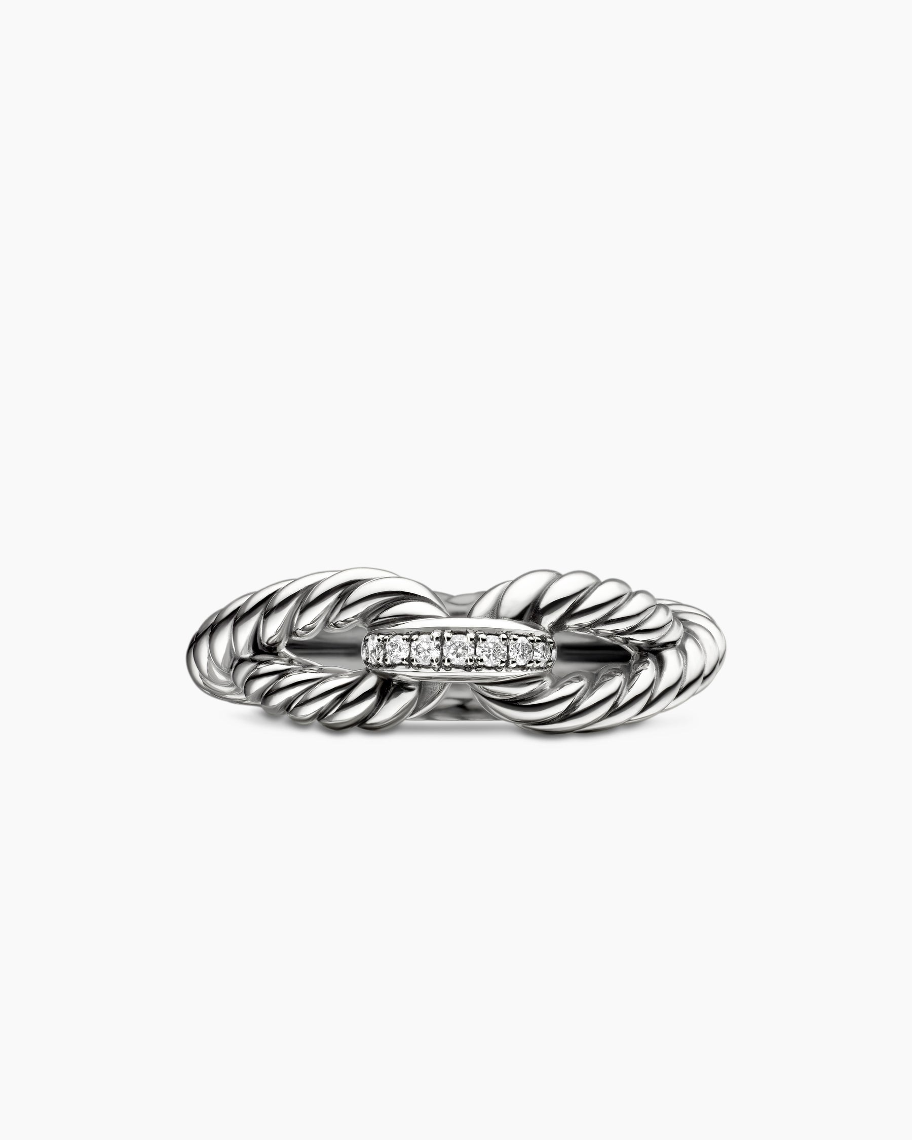 Cable Loop Band Ring in Sterling Silver with Diamonds, 7mm - Image 4