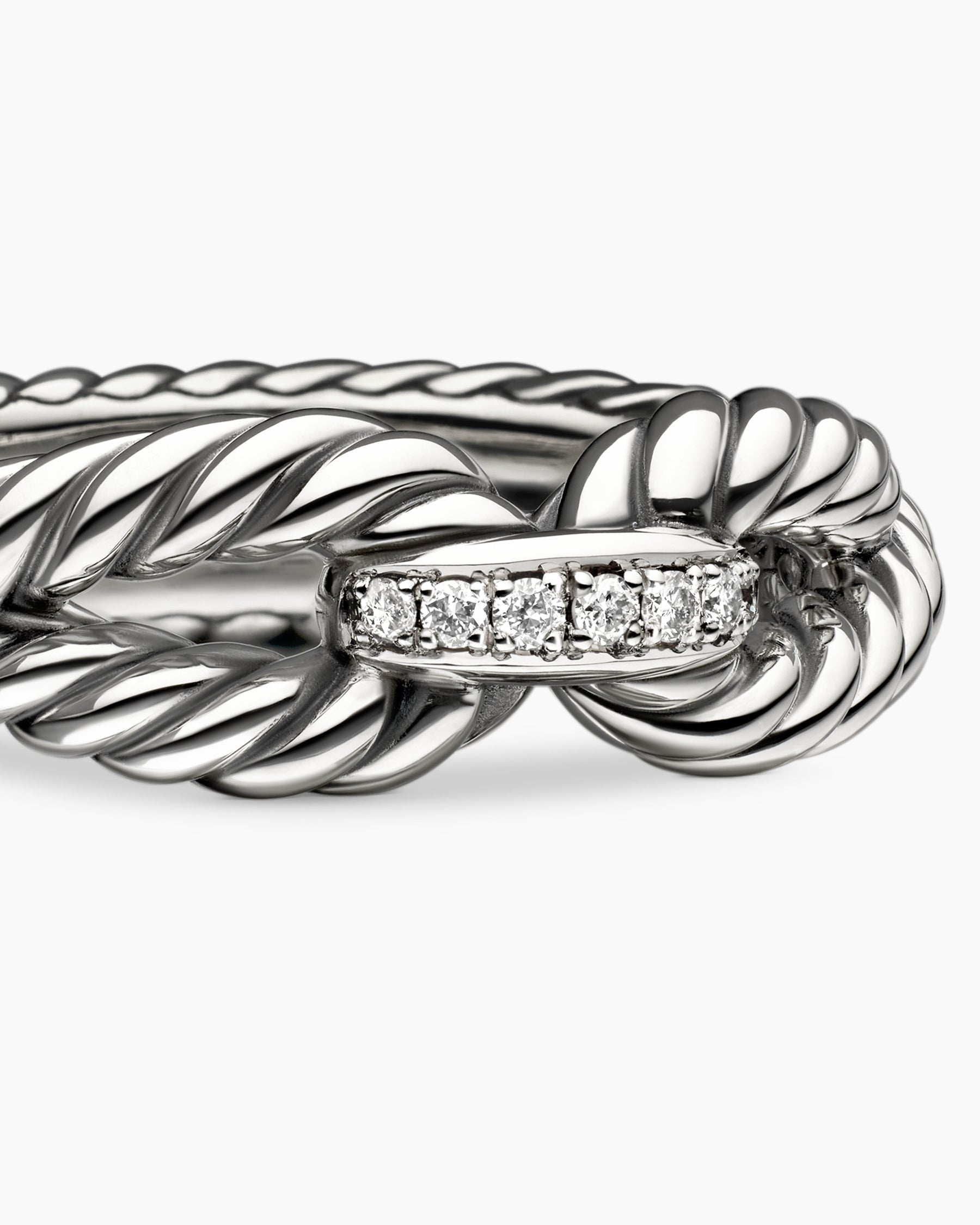 Cable Loop Band Ring in Sterling Silver with Diamonds, 7mm - Image 5