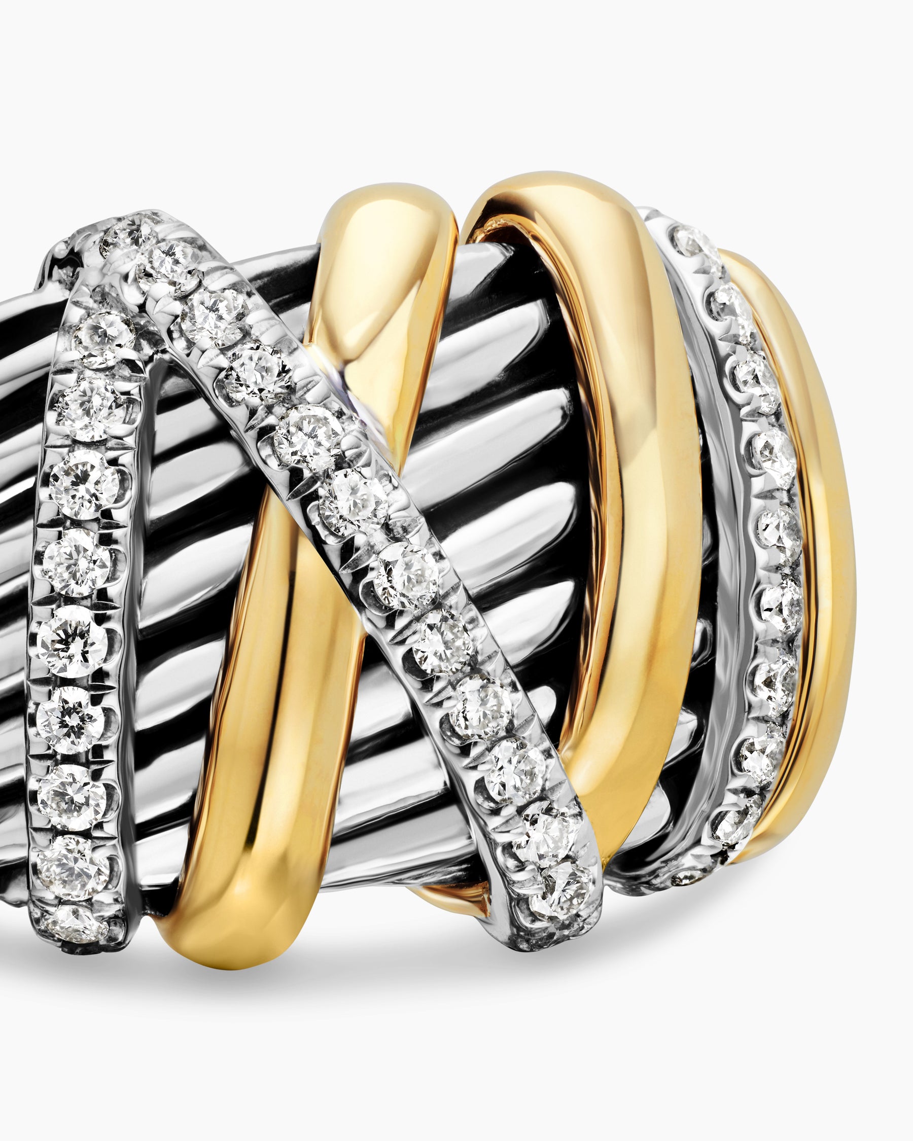 Helena Ring in Sterling Silver with 18K Yellow Gold and Diamonds, 15mm - Image 5