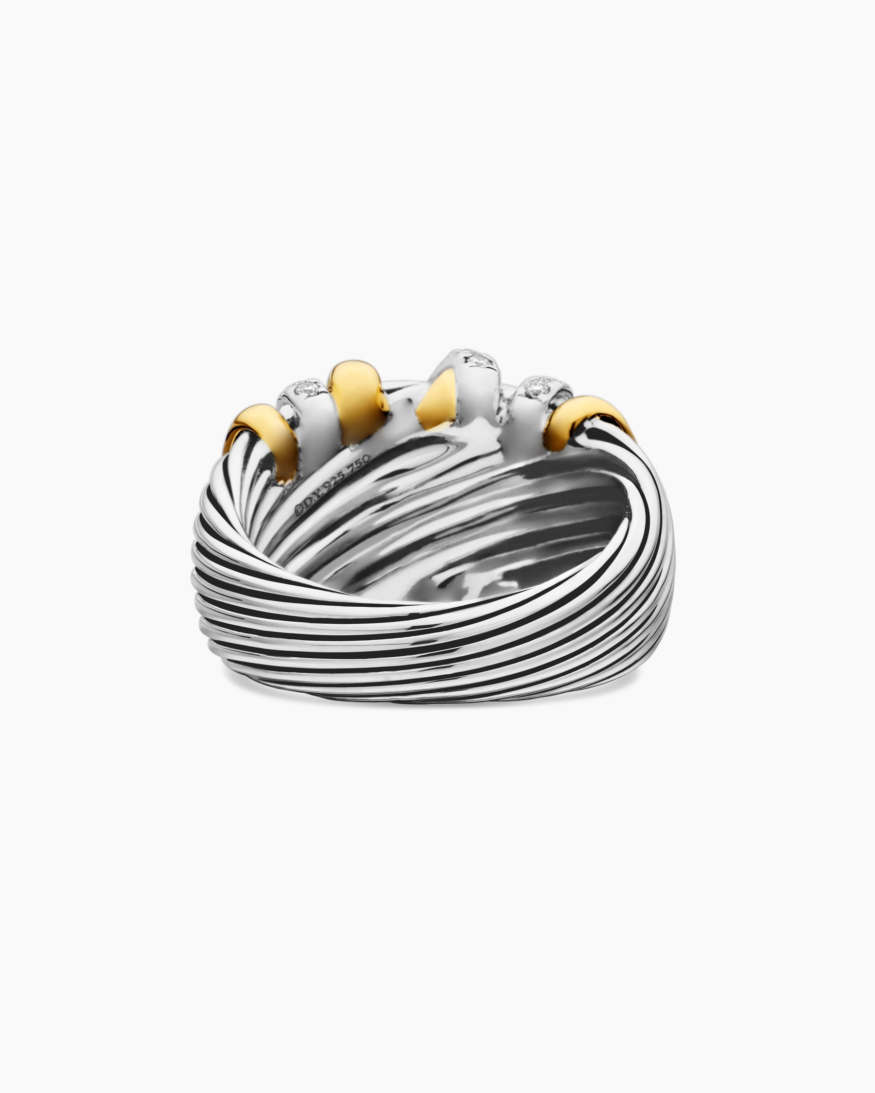 Helena Ring in Sterling Silver with 18K Yellow Gold and Diamonds, 15mm - Image 6