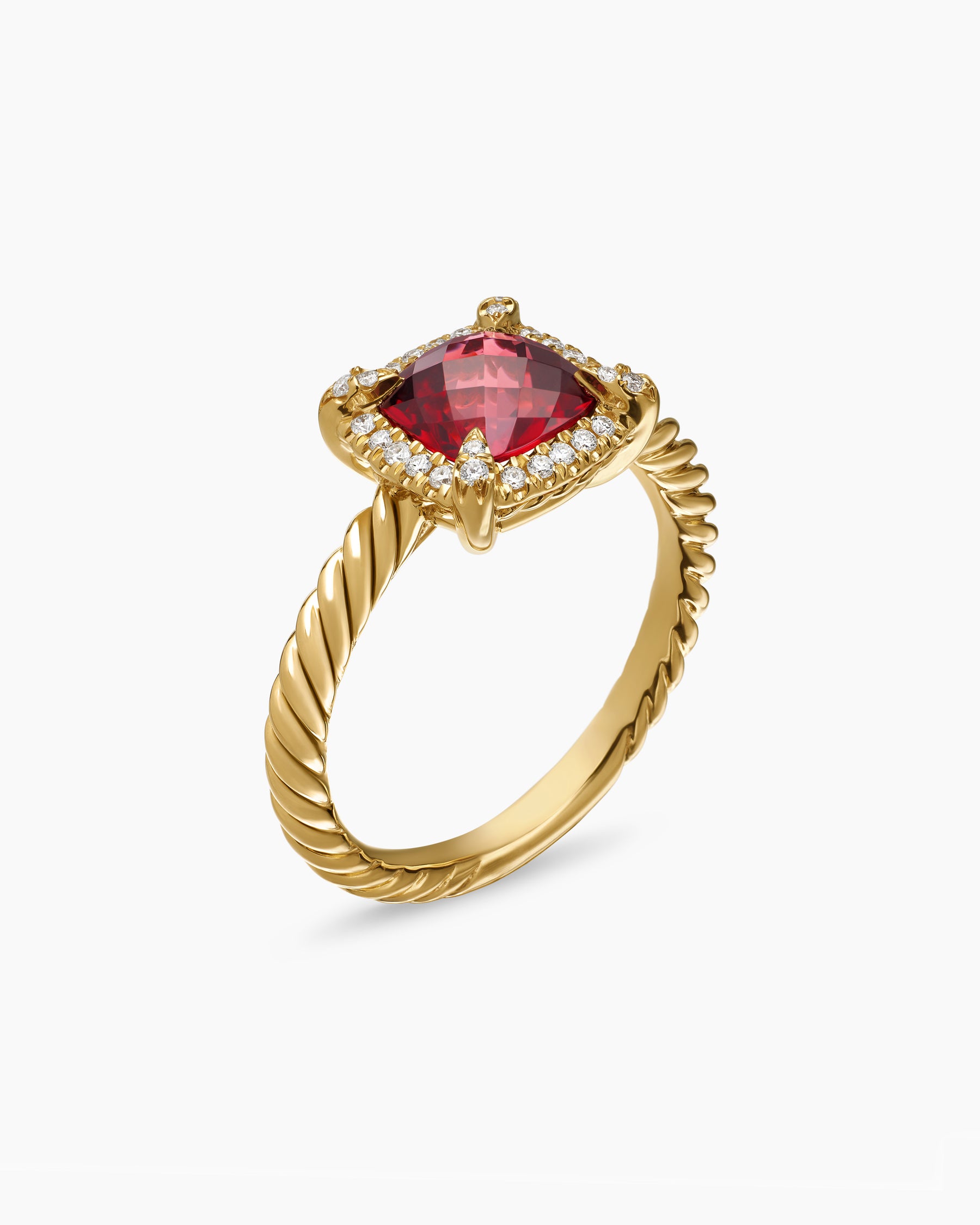 Petite Chatelaine Pavé Bezel Ring in 18K Yellow Gold with Garnet and Diamonds, 7mm - Image 3