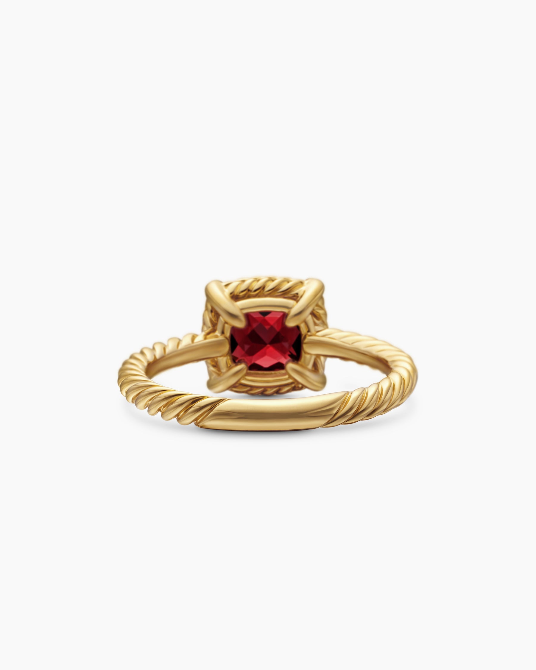 Petite Chatelaine Pavé Bezel Ring in 18K Yellow Gold with Garnet and Diamonds, 7mm - Image 6