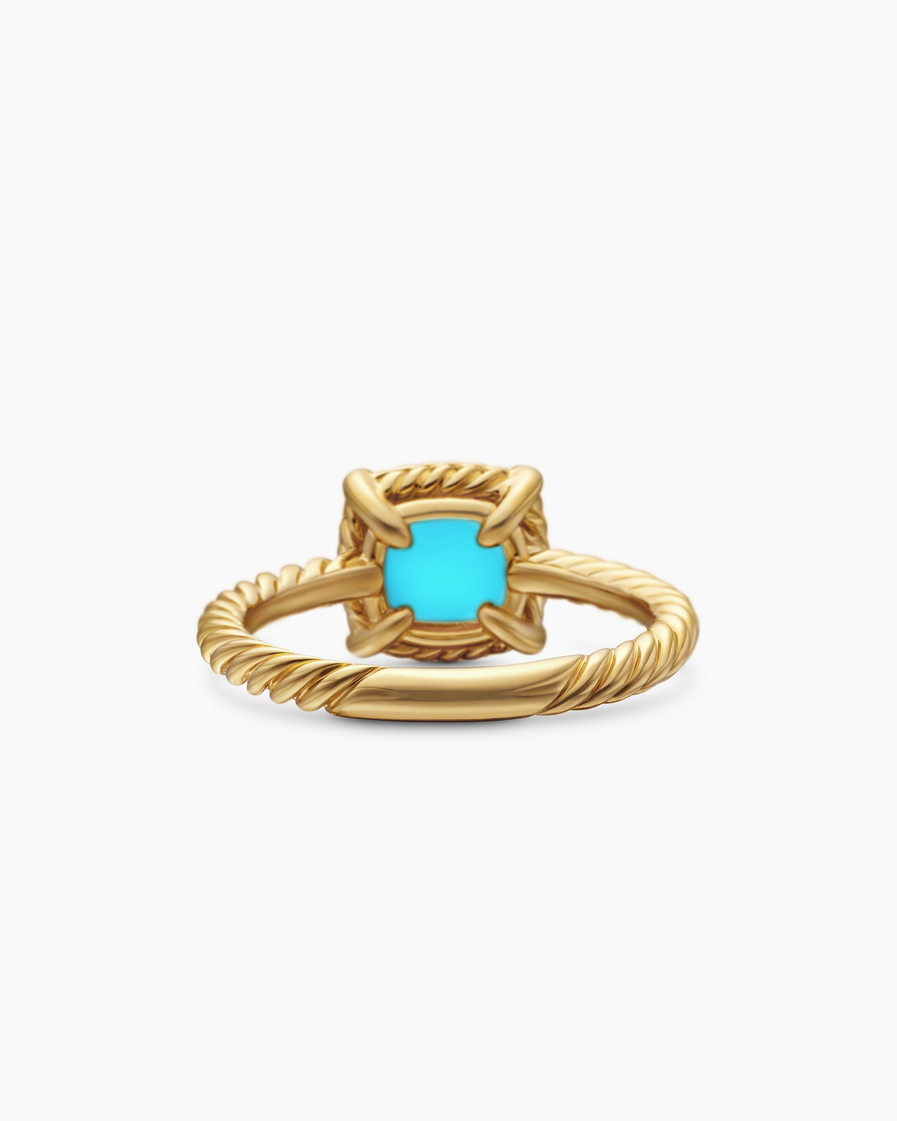 Petite Chatelaine Pavé Bezel Ring in 18K Yellow Gold with Turquoise and Diamonds, 7mm - Image 6