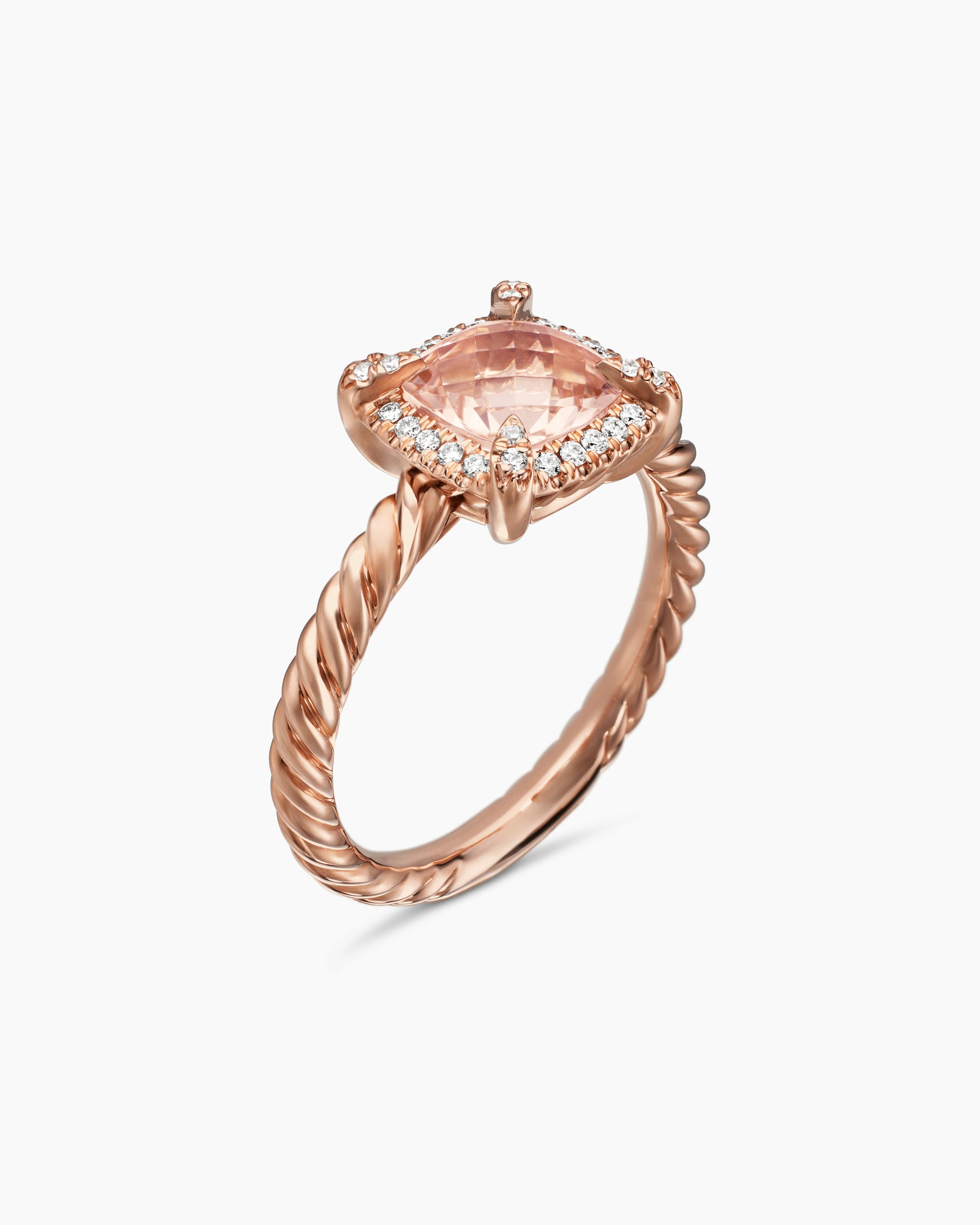 Petite Chatelaine Pavé Bezel Ring in 18K Rose Gold with Morganite and Diamonds, 7mm - Image 3