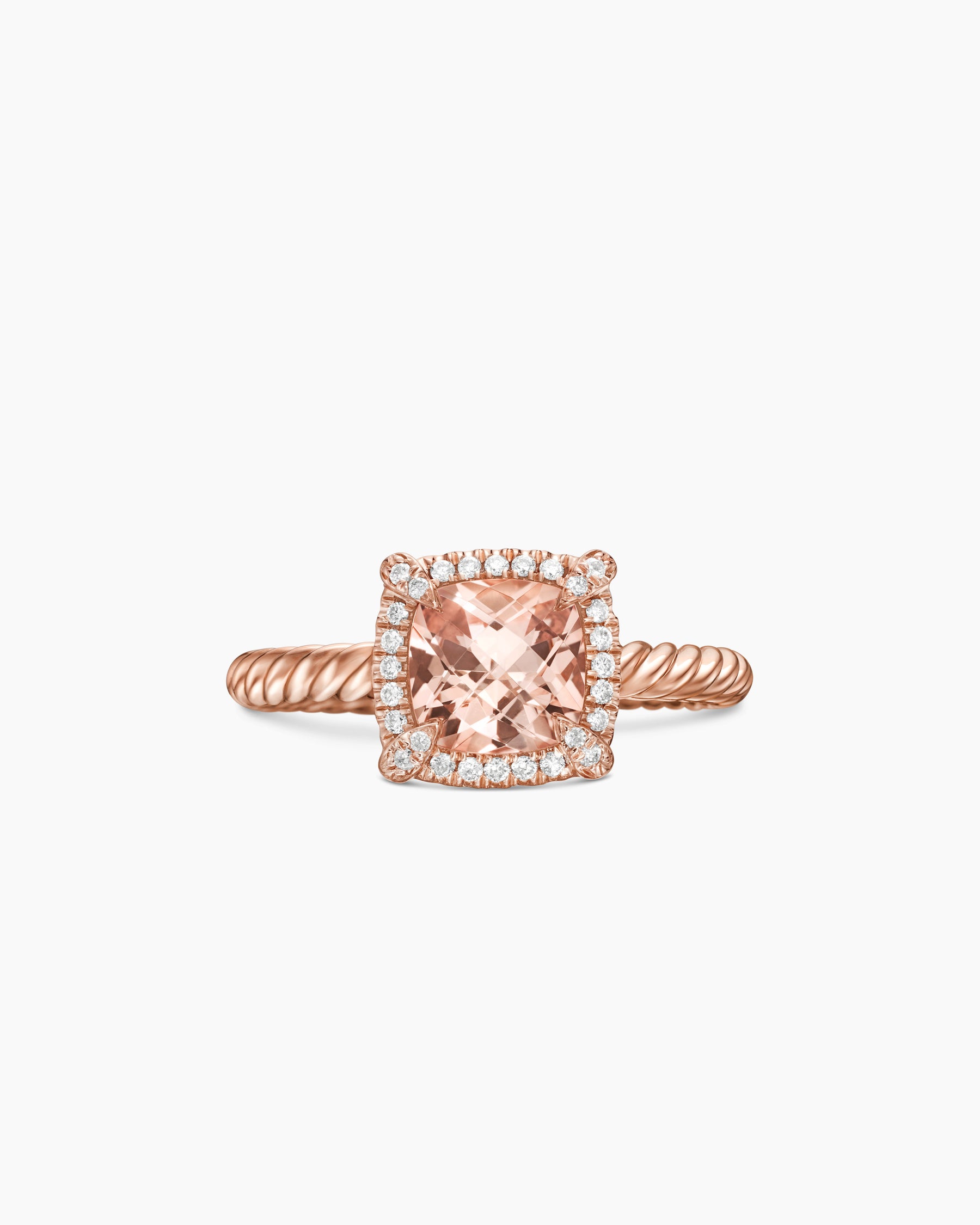 Petite Chatelaine Pavé Bezel Ring in 18K Rose Gold with Morganite and Diamonds, 7mm - Image 4