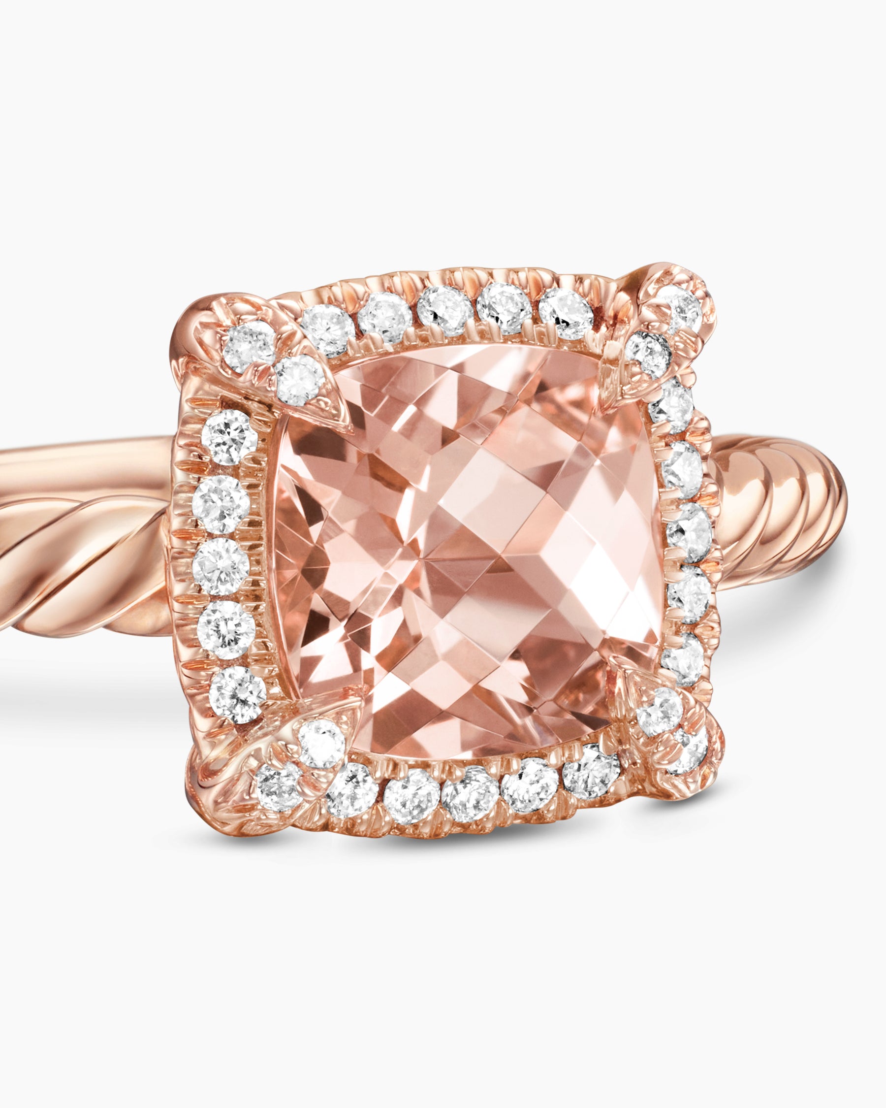Petite Chatelaine Pavé Bezel Ring in 18K Rose Gold with Morganite and Diamonds, 7mm - Image 5