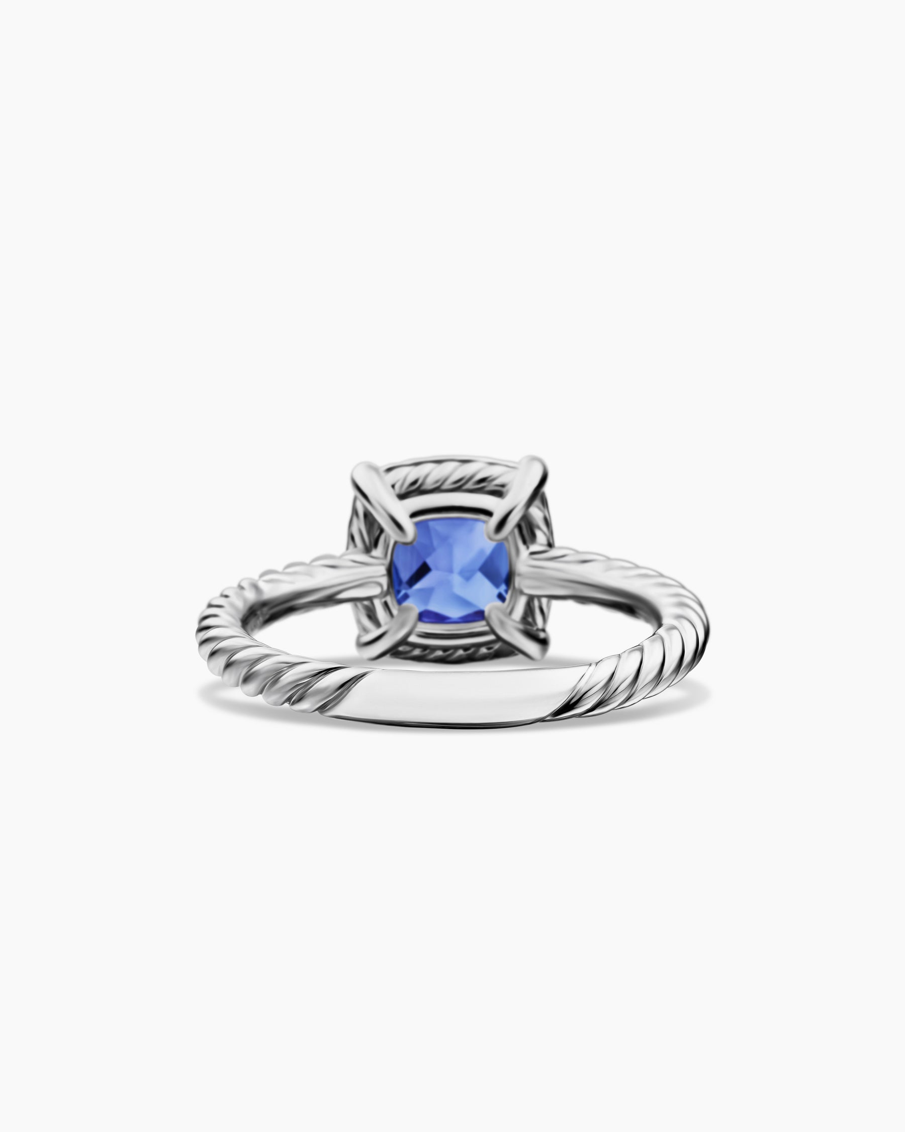 Petite Chatelaine Pavé Bezel Ring in 18K White Gold with Tanzanite and Diamonds, 7mm - Image 6