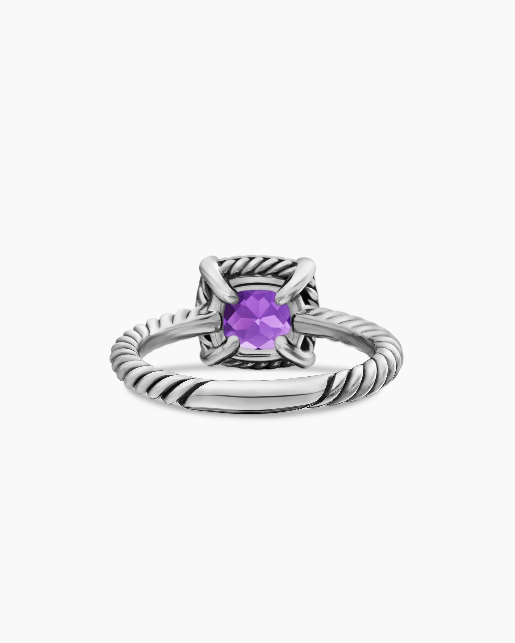 Petite Chatelaine Pavé Bezel Ring in Sterling Silver with Amethyst and Diamonds, 7mm - Image 6