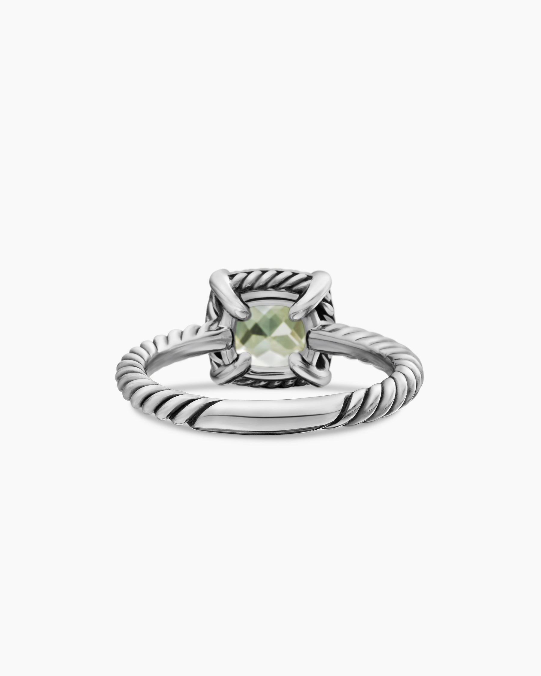 Petite Chatelaine Pavé Bezel Ring in Sterling Silver with Prasiolite and Diamonds, 7mm - Image 6