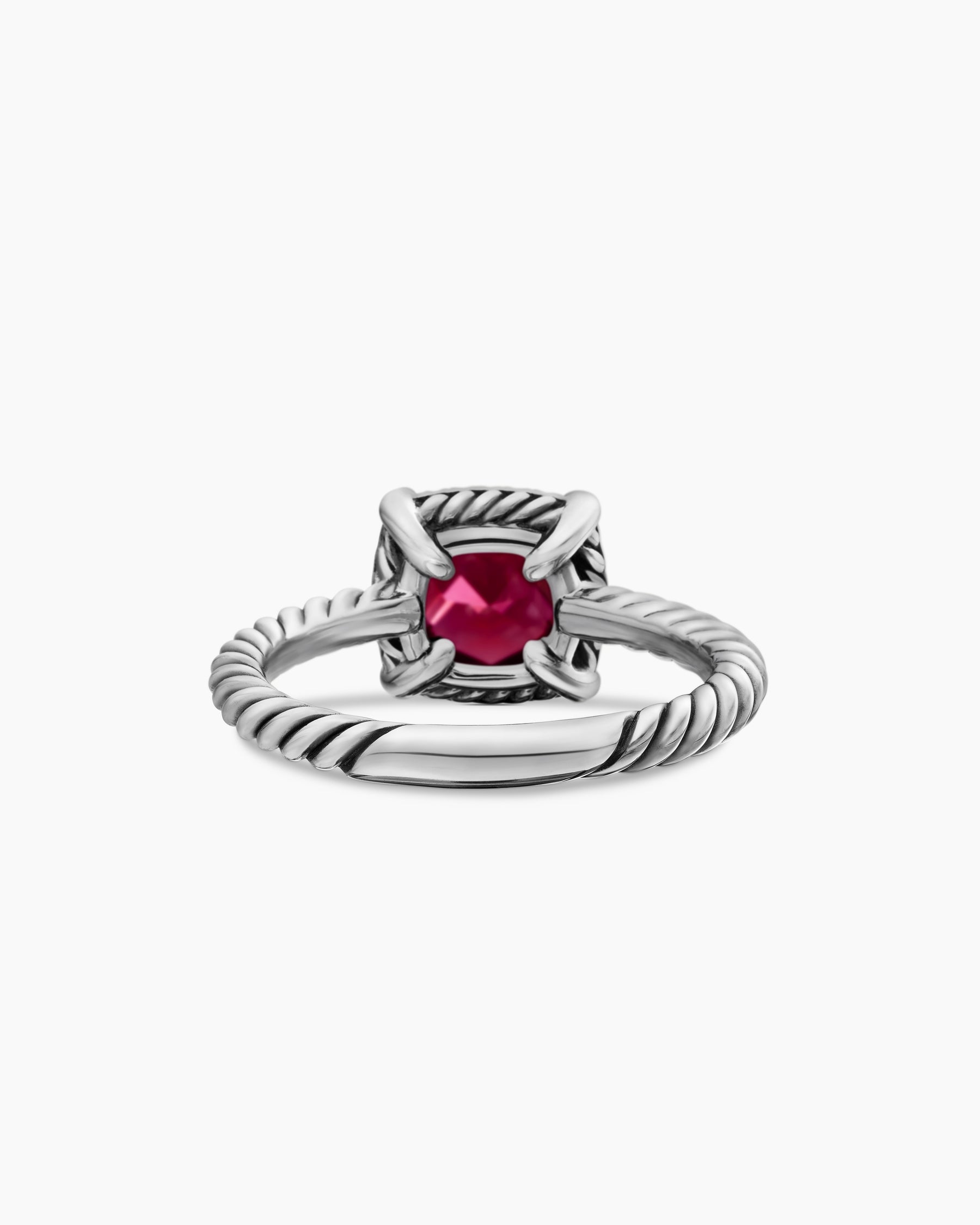 Petite Chatelaine Pavé Bezel Ring in Sterling Silver with Rhodolite Garnet and Diamonds, 7mm - Image 6