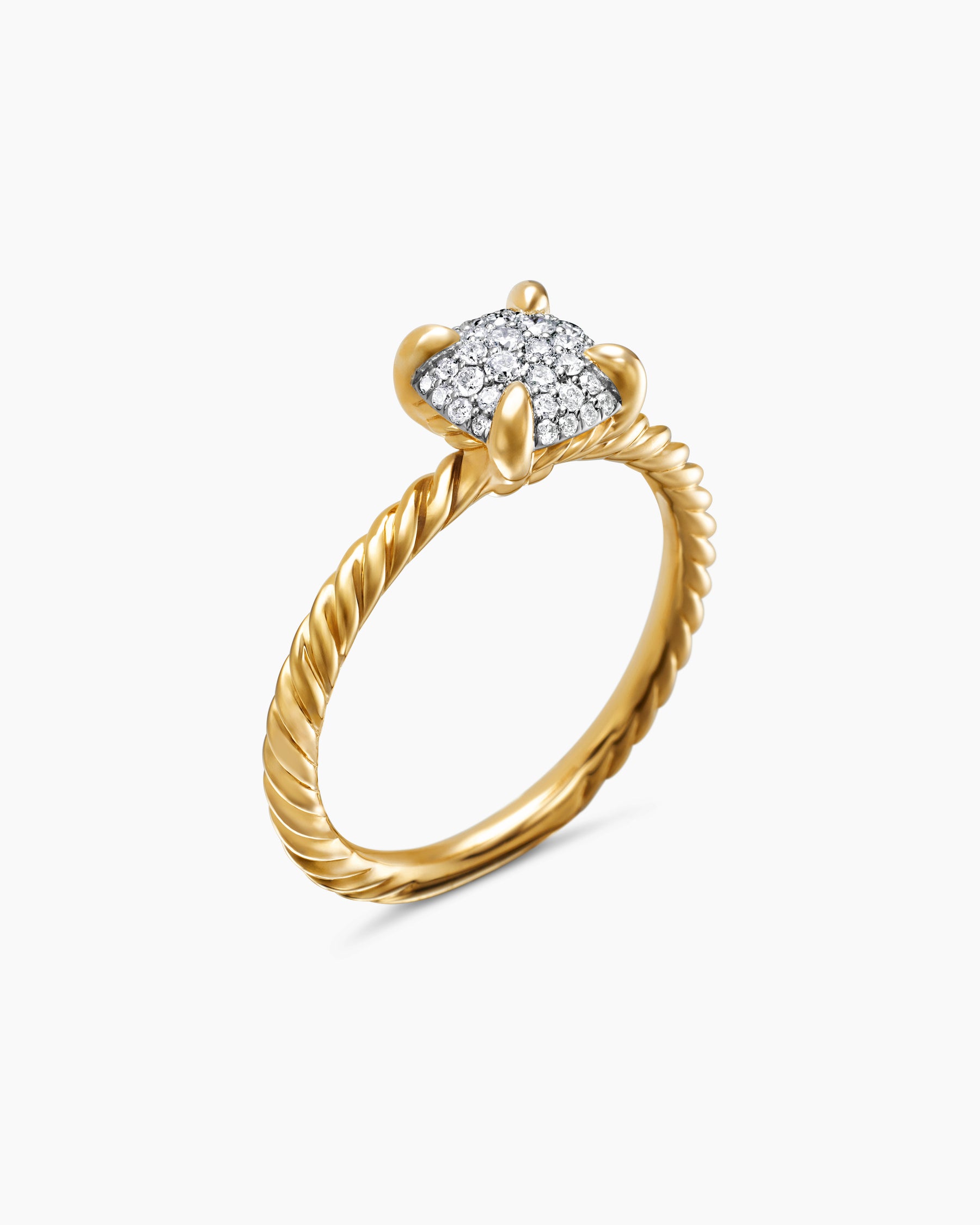 Petite Chatelaine Ring in 18K Yellow Gold with Pavé Diamonds, 7mm - Image 3