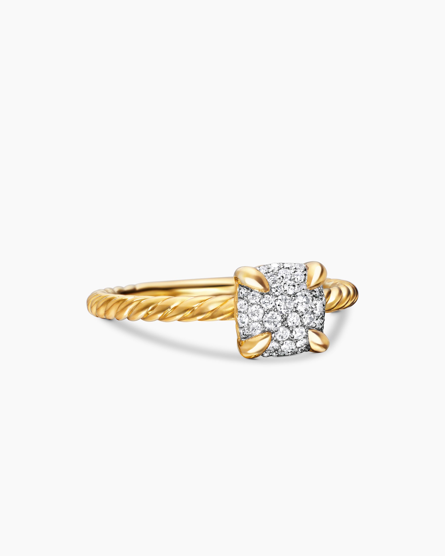 Petite Chatelaine Ring in 18K Yellow Gold with Pavé Diamonds, 7mm