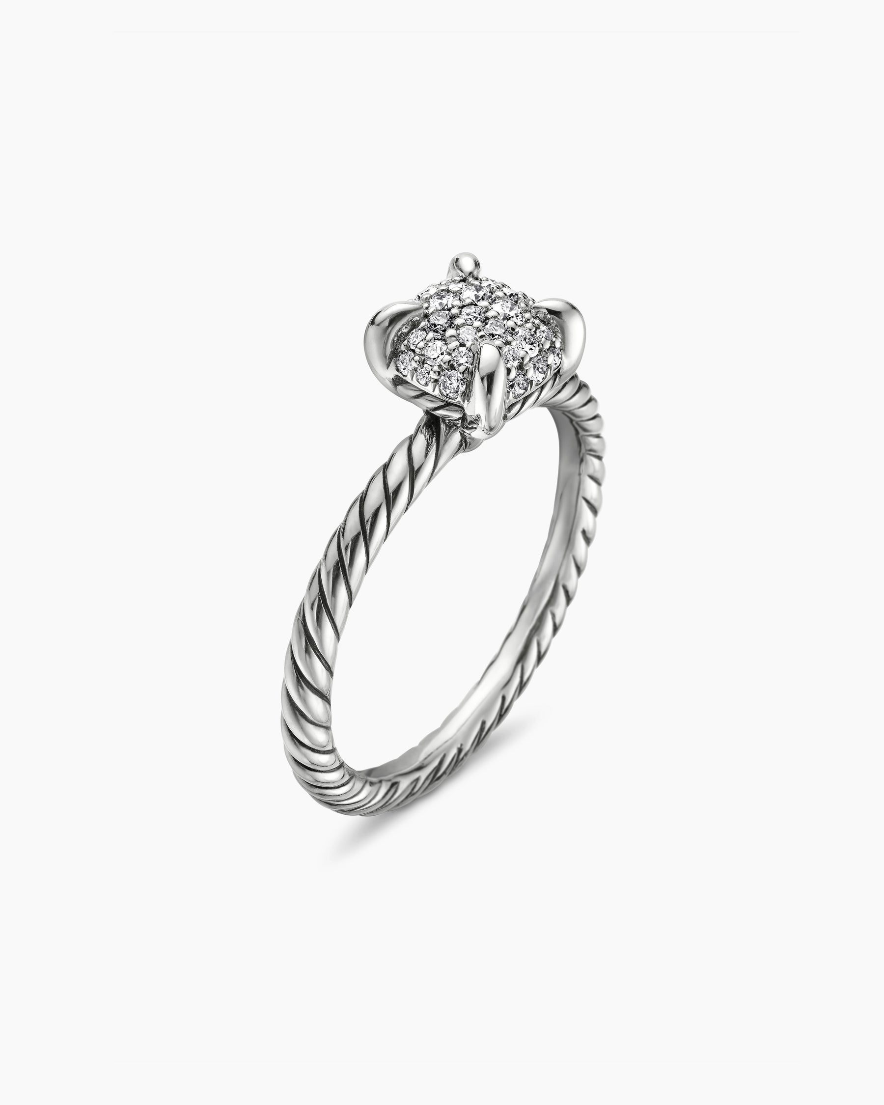 Petite Chatelaine Ring in Sterling Silver with Pavé Diamonds, 7mm - Image 3