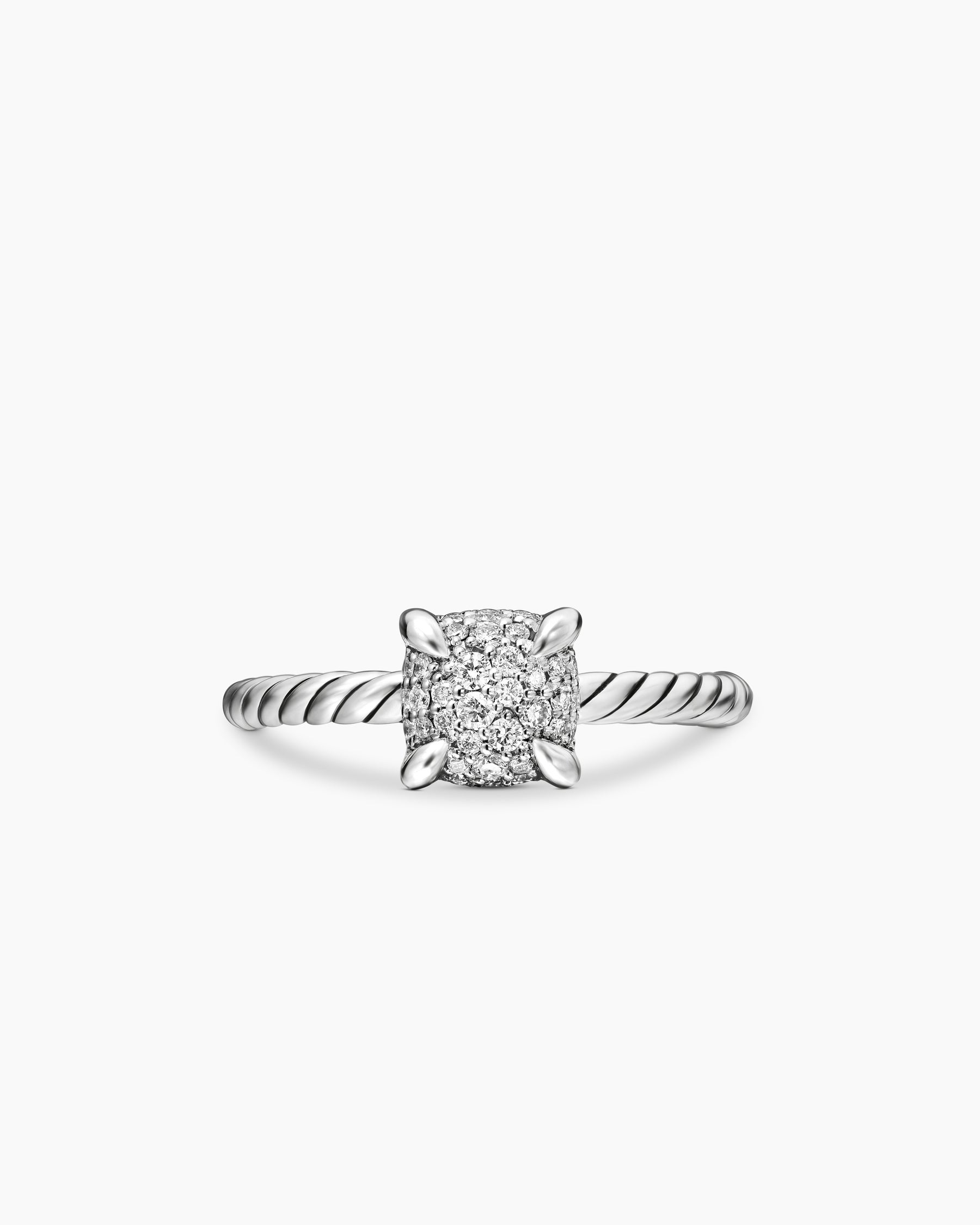 Petite Chatelaine Ring in Sterling Silver with Pavé Diamonds, 7mm - Image 4
