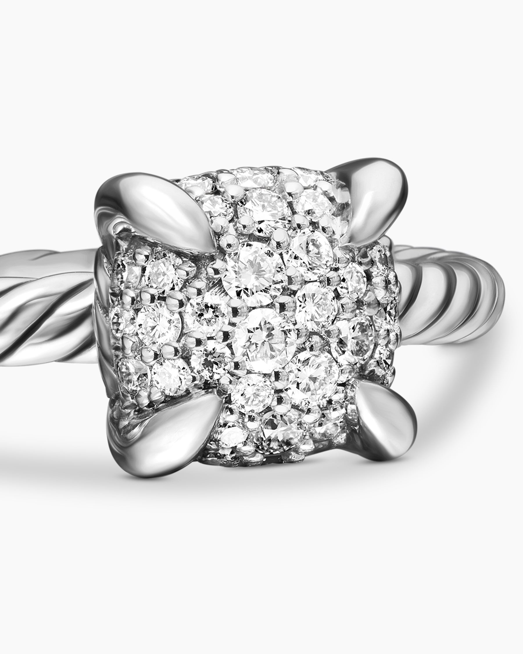 Petite Chatelaine Ring in Sterling Silver with Pavé Diamonds, 7mm - Image 5