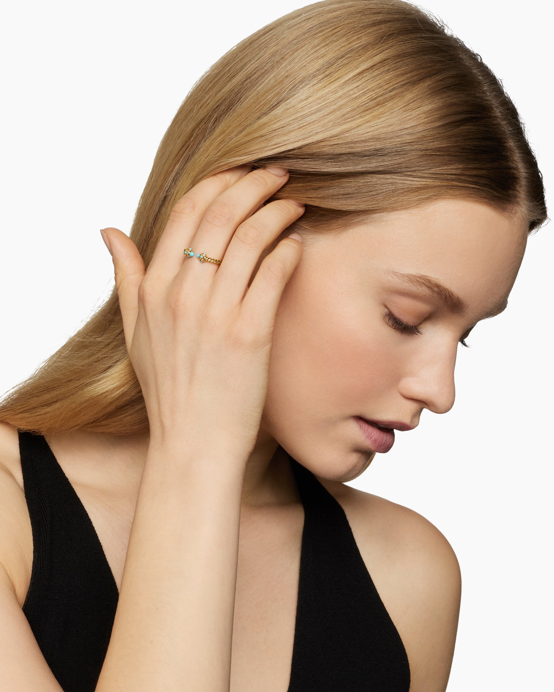 Alternative view of Renaissance Ring in 18K Yellow Gold with Turquoise, 2.3mm
