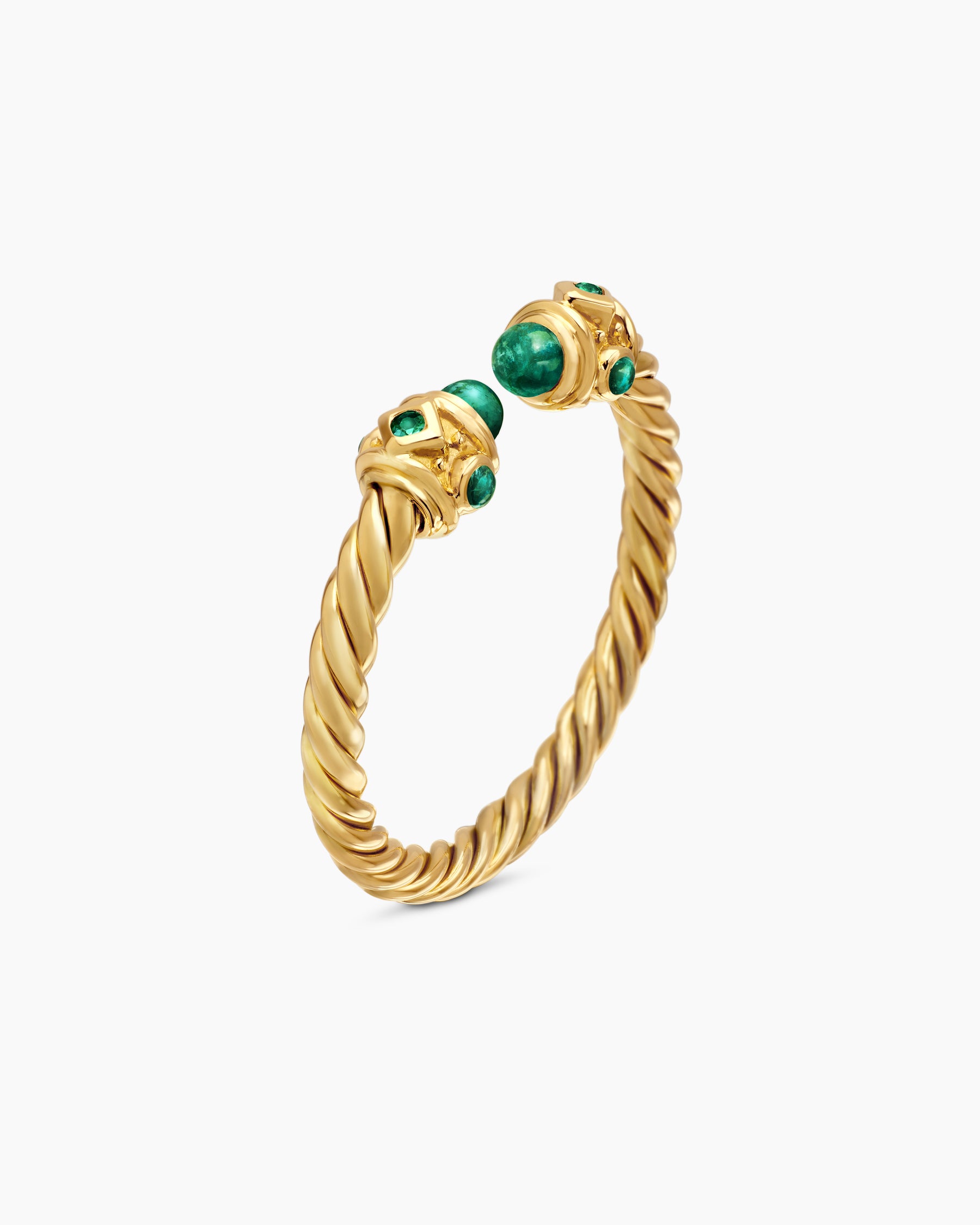 Renaissance Ring in 18K Yellow Gold with Emeralds, 2.3mm - Image 3