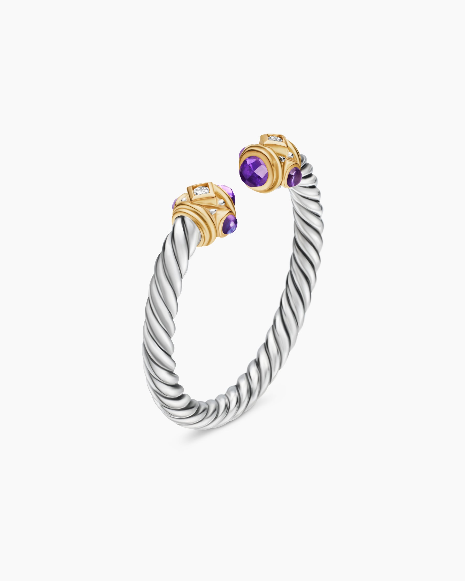 Renaissance Ring in Sterling Silver with 14K Yellow Gold, Amethyst and Diamonds, 2.3mm - Image 3