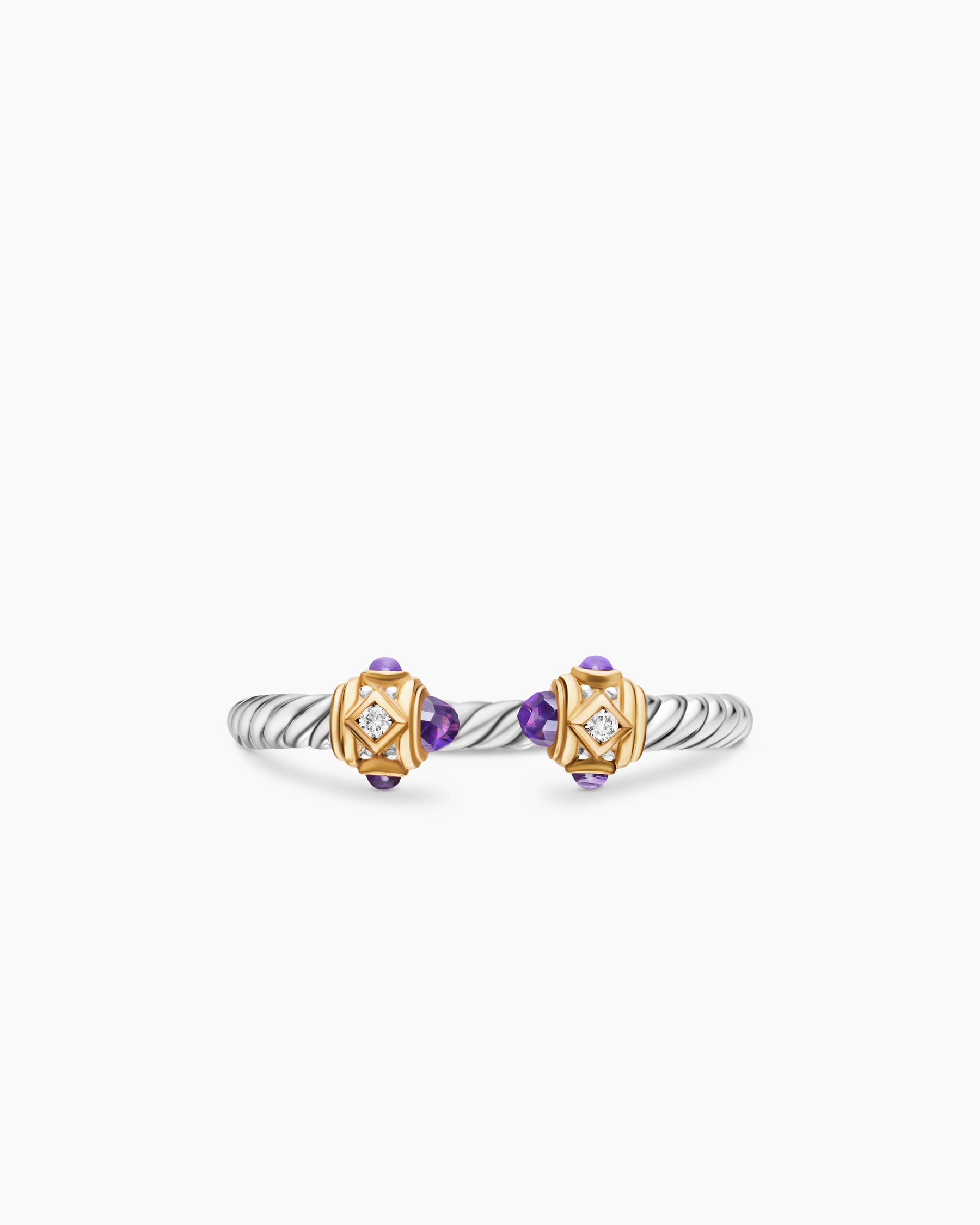 Renaissance Ring in Sterling Silver with 14K Yellow Gold, Amethyst and Diamonds, 2.3mm - Image 4