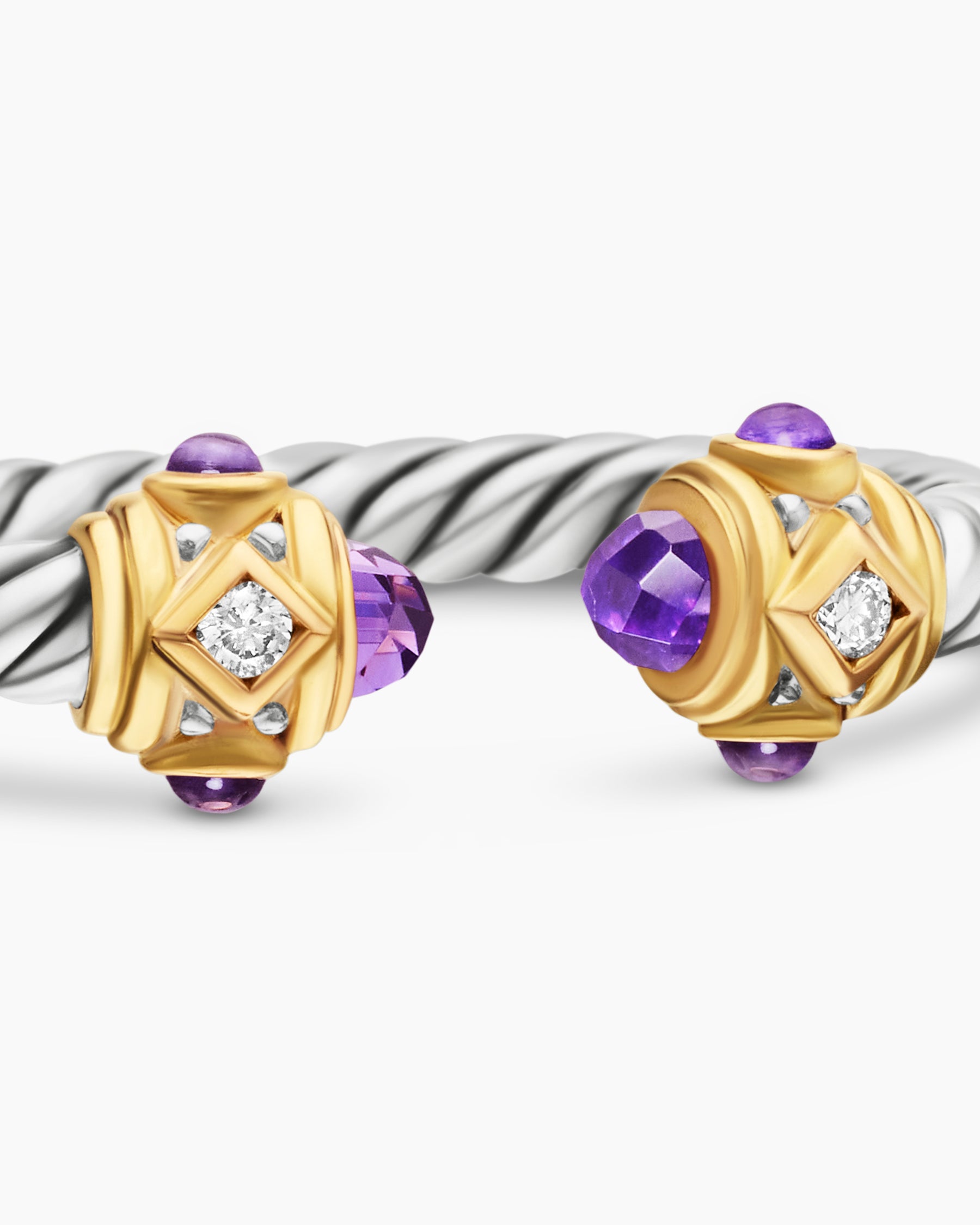 Renaissance Ring in Sterling Silver with 14K Yellow Gold, Amethyst and Diamonds, 2.3mm - Image 7