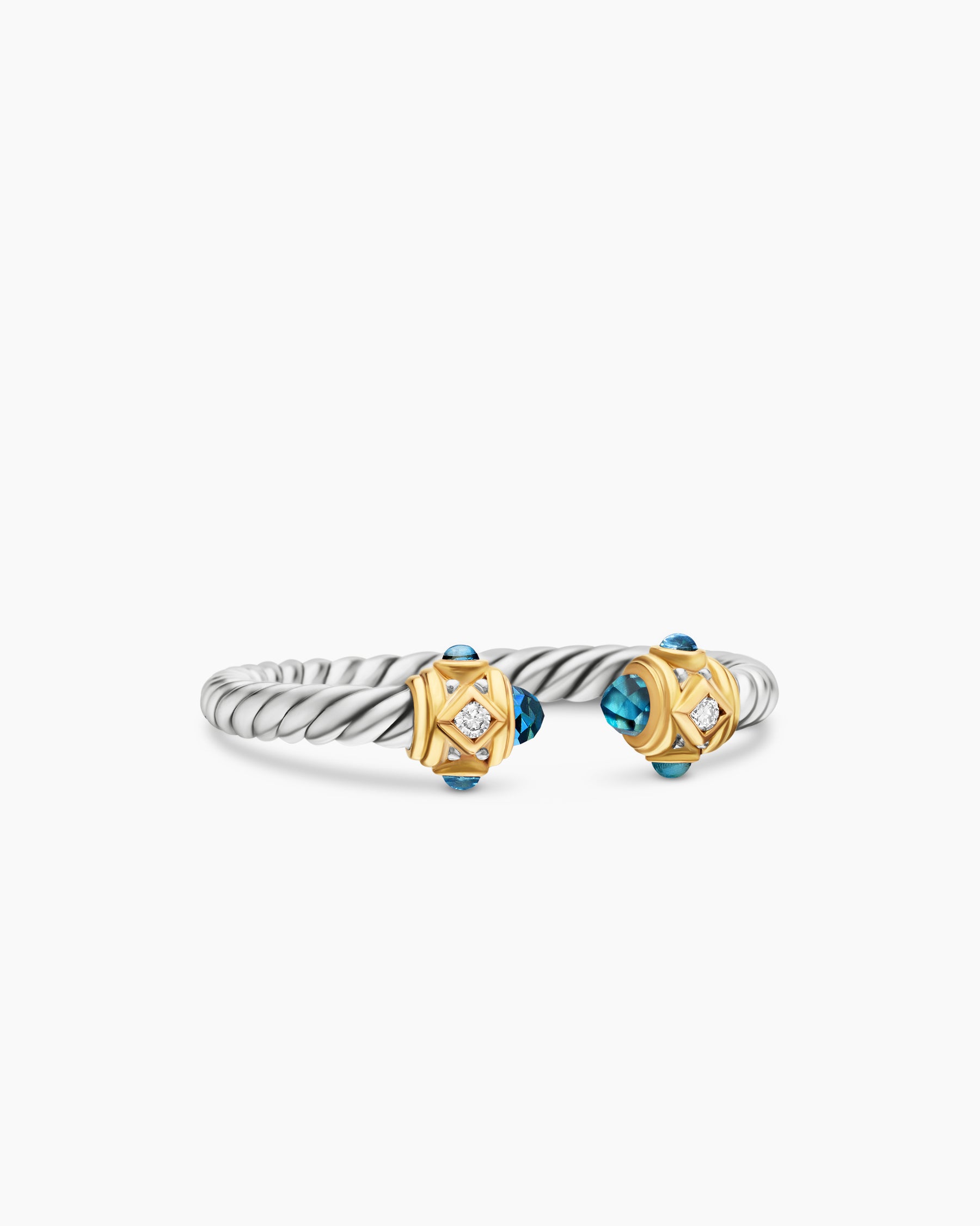 Renaissance Ring in Sterling Silver with 14K Yellow Gold, Hampton Blue Topaz and Diamonds, 2.3mm