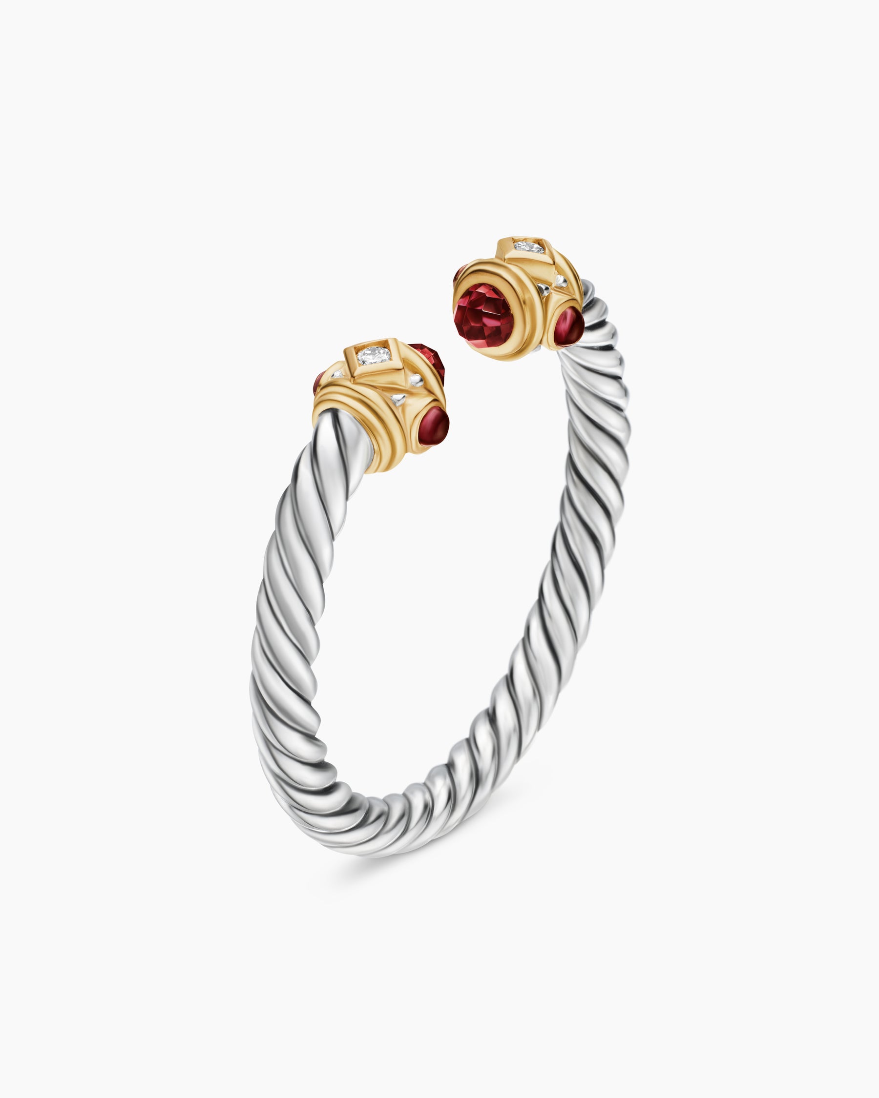 Renaissance Ring in Sterling Silver with 14K Yellow Gold, Rhodolite Garnet and Diamonds, 2.3mm - Image 3