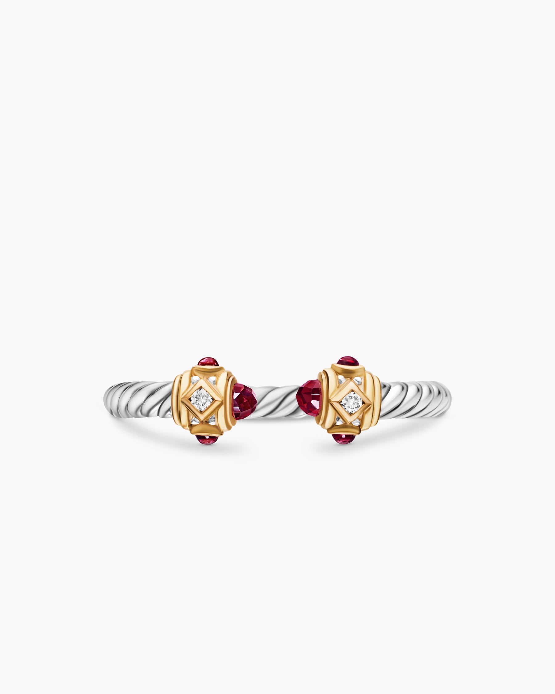 Renaissance Ring in Sterling Silver with 14K Yellow Gold, Rhodolite Garnet and Diamonds, 2.3mm - Image 4