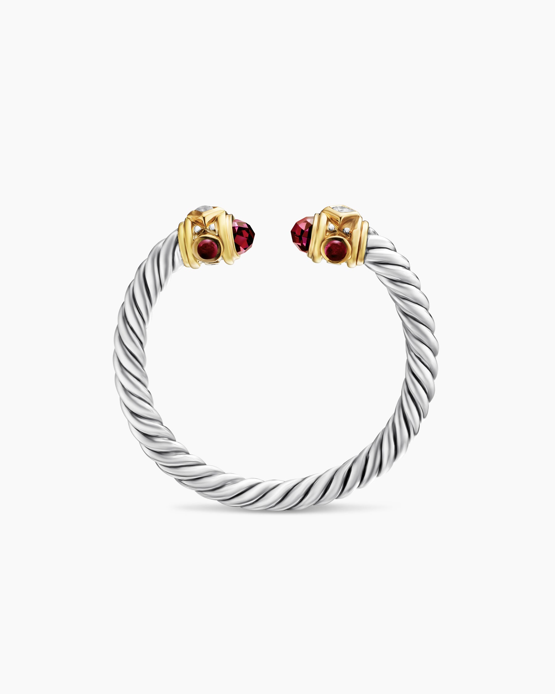 Renaissance Ring in Sterling Silver with 14K Yellow Gold, Rhodolite Garnet and Diamonds, 2.3mm - Image 5