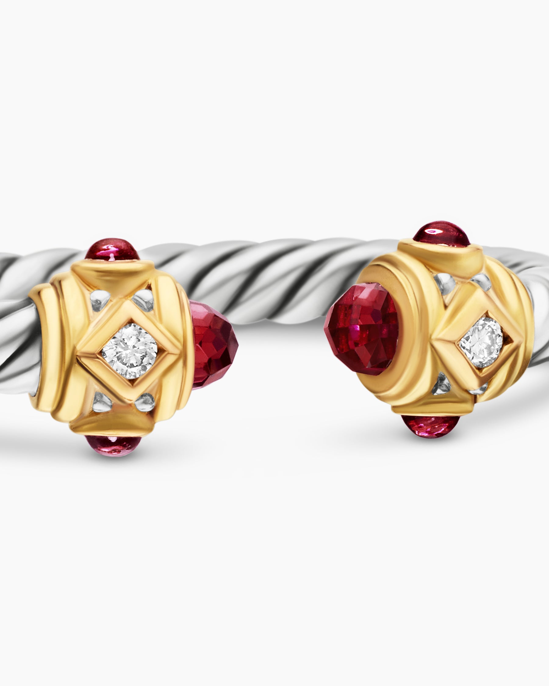 Renaissance Ring in Sterling Silver with 14K Yellow Gold, Rhodolite Garnet and Diamonds, 2.3mm - Image 7