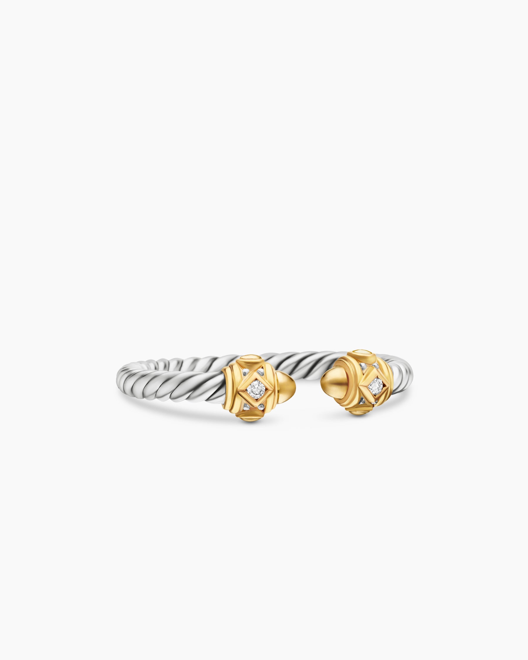 Renaissance Ring in Sterling Silver with 14K Yellow Gold, Gold Domes and Diamonds, 2.3mm