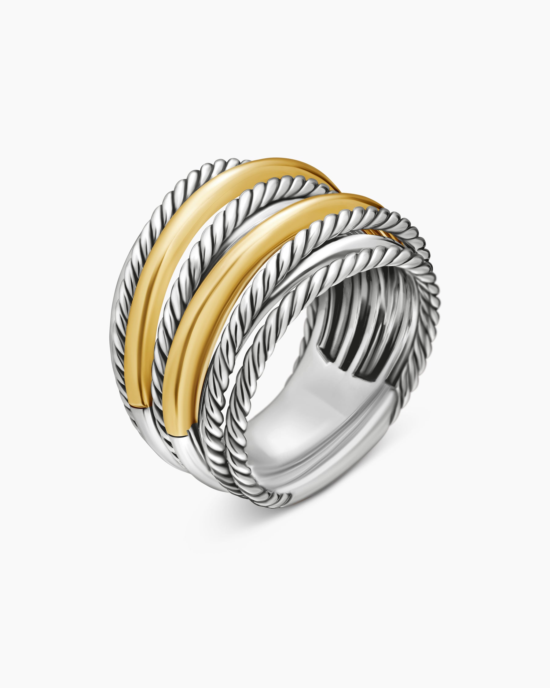 Crossover Ring in Sterling Silver with 18K Yellow Gold, 17.8mm - Image 3