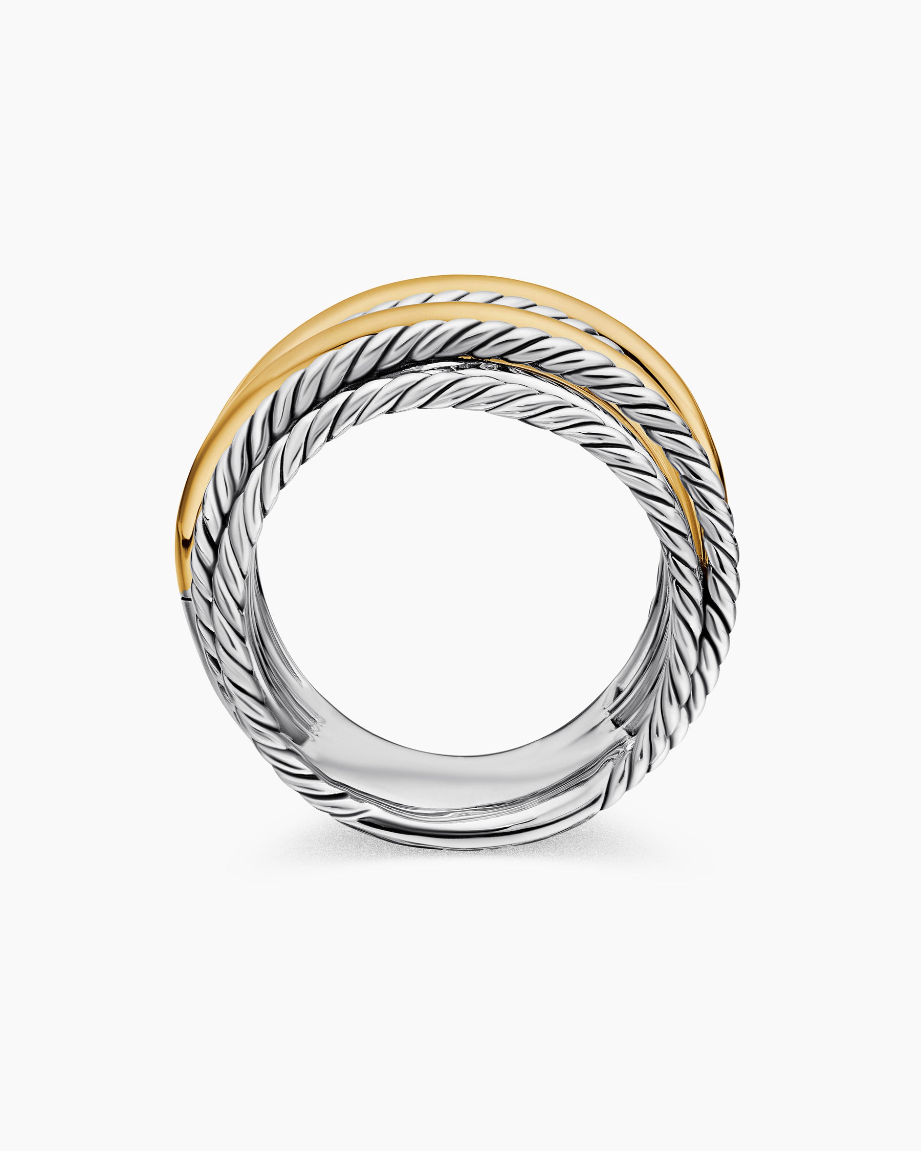 Crossover Ring in Sterling Silver with 18K Yellow Gold, 17.8mm - Image 5