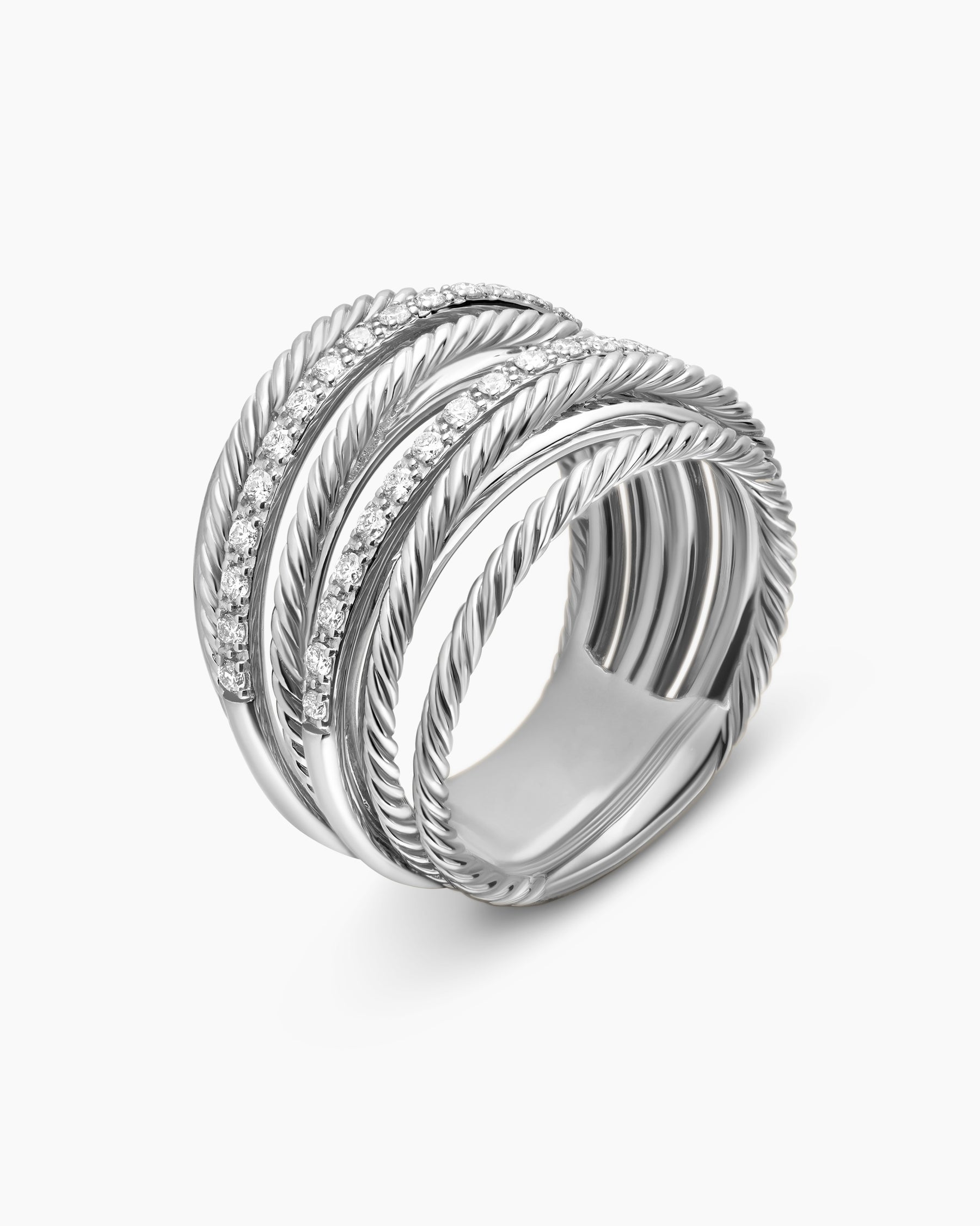 Crossover Ring in Sterling Silver with Diamonds, 17.8mm - Image 3