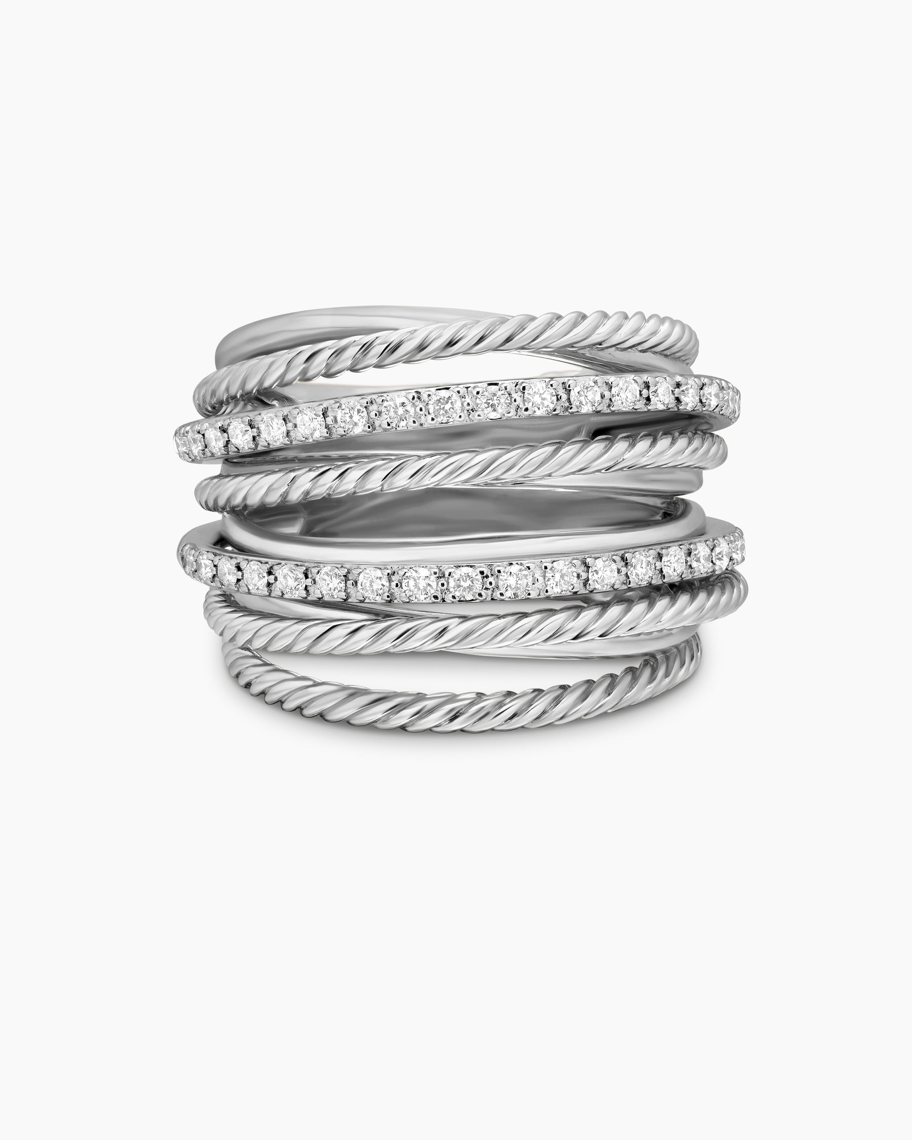 Crossover Ring in Sterling Silver with Diamonds, 17.8mm - Image 4