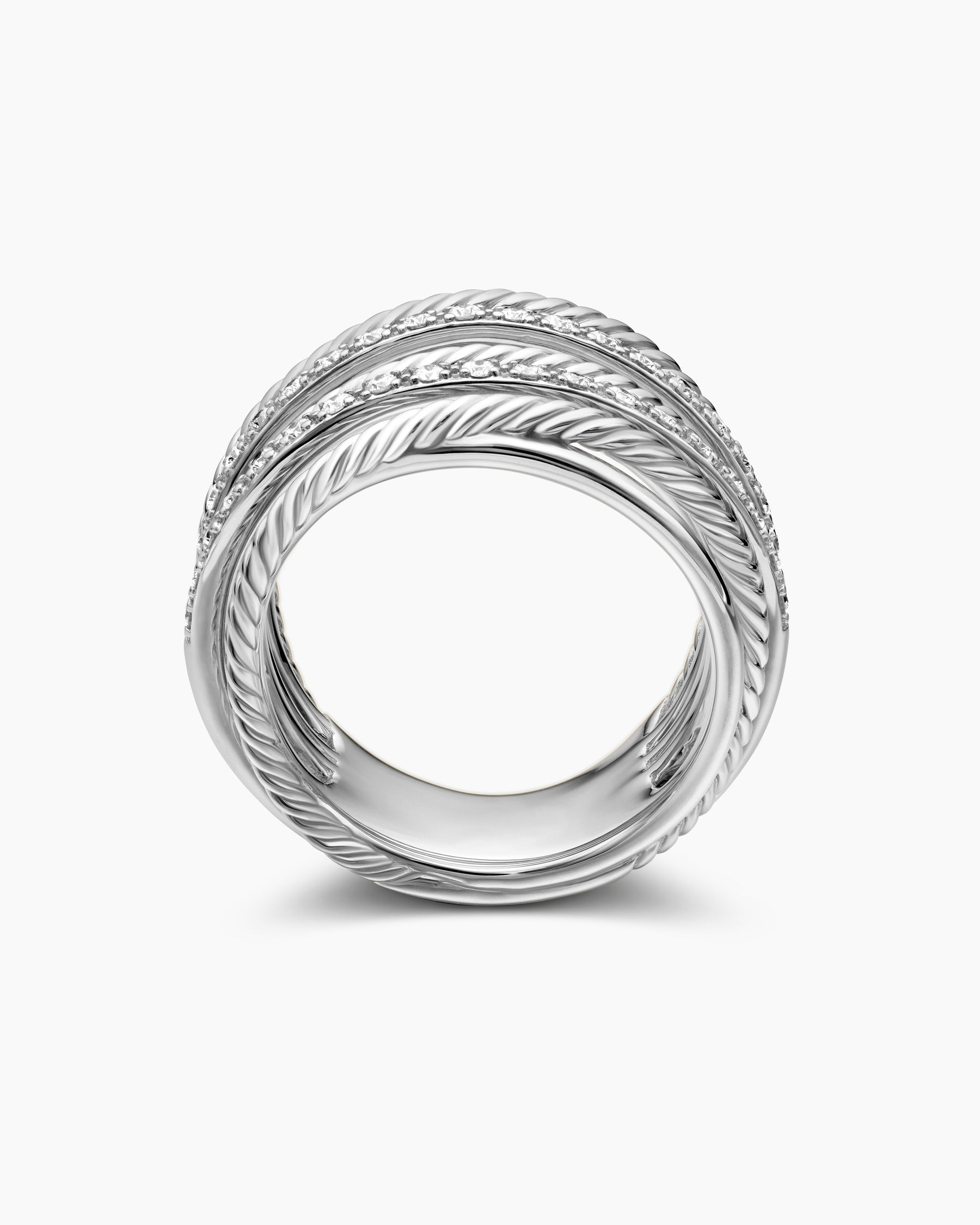 Crossover Ring in Sterling Silver with Diamonds, 17.8mm - Image 5