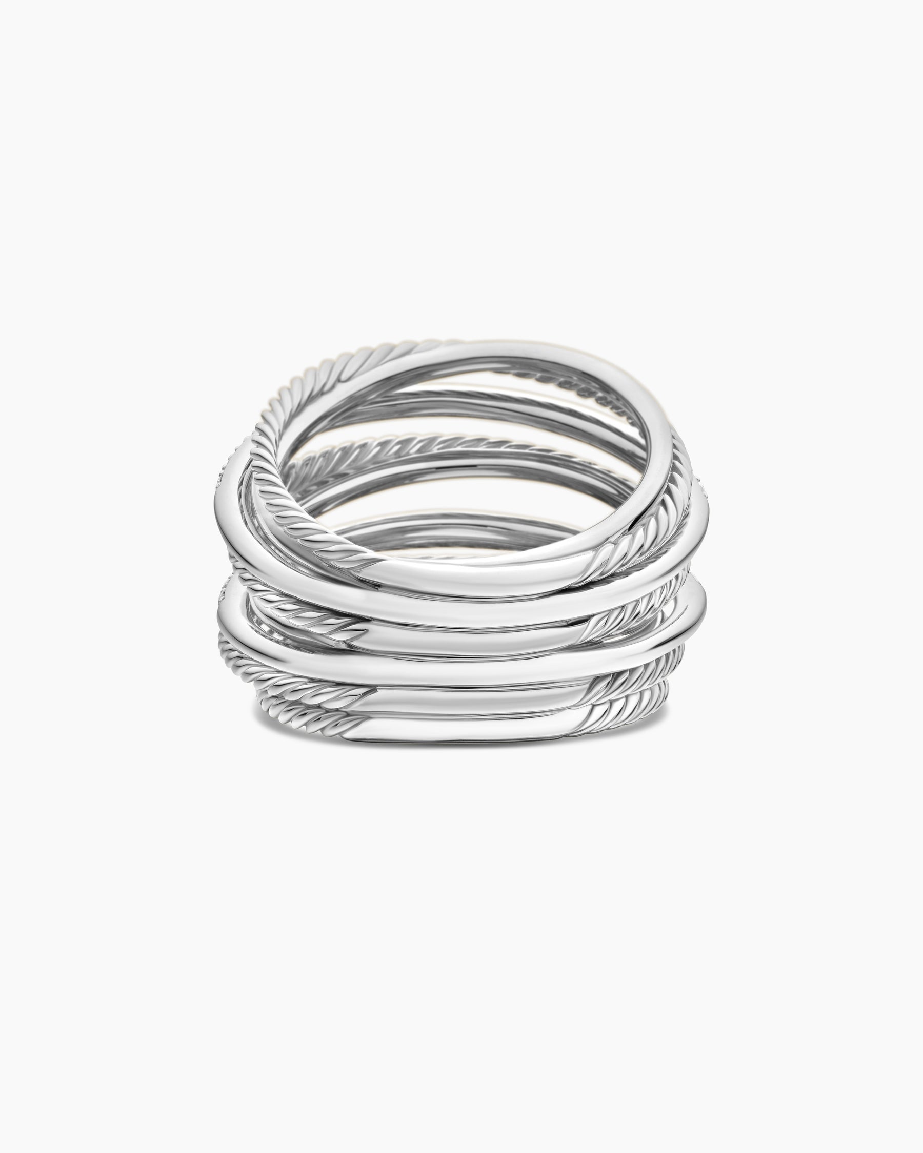 Crossover Ring in Sterling Silver with Diamonds, 17.8mm - Image 6