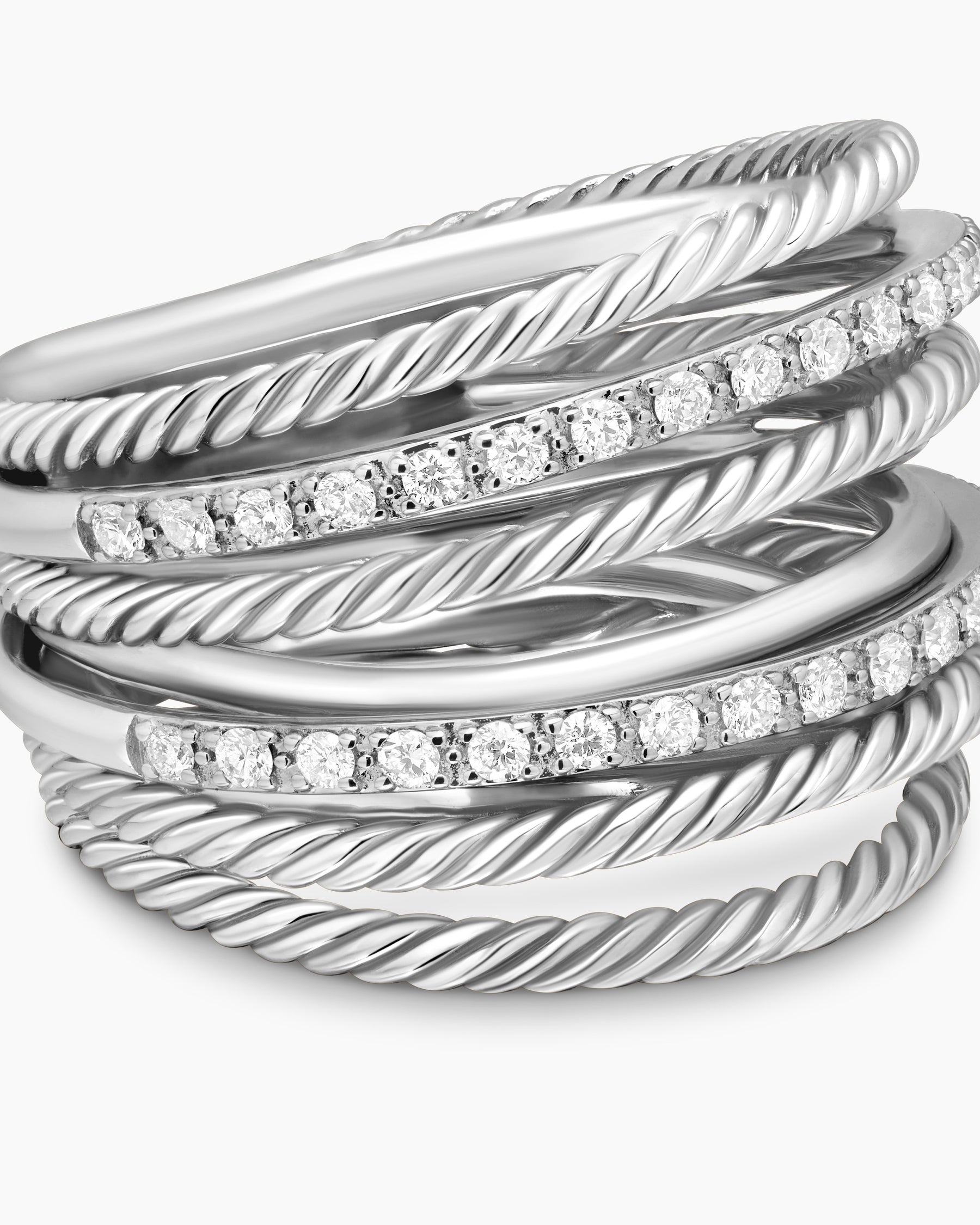 Crossover Ring in Sterling Silver with Diamonds, 17.8mm - Image 7