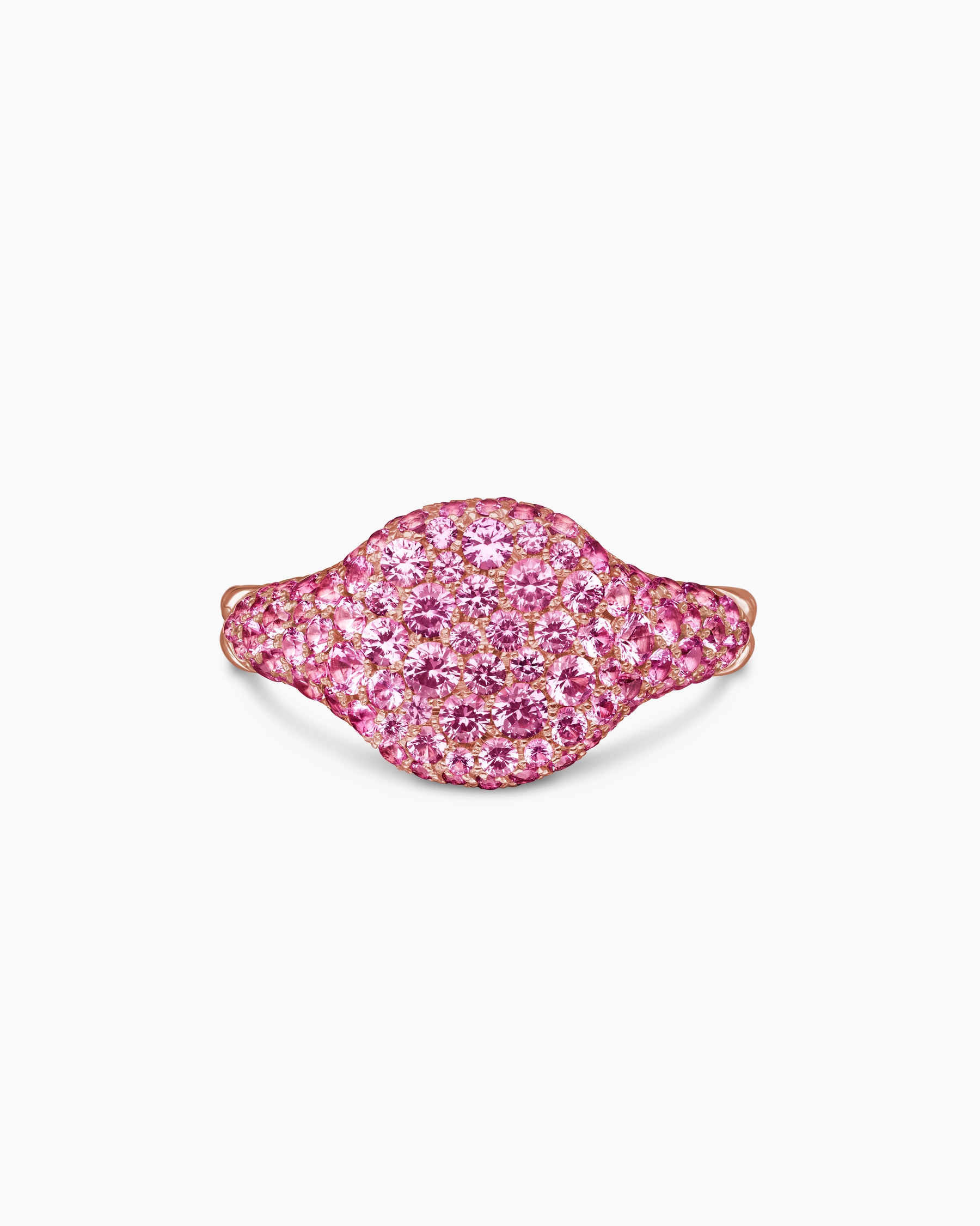 Pavé Pinky Ring in 18K Rose Gold with Pink Sapphires, 10mm - Image 4