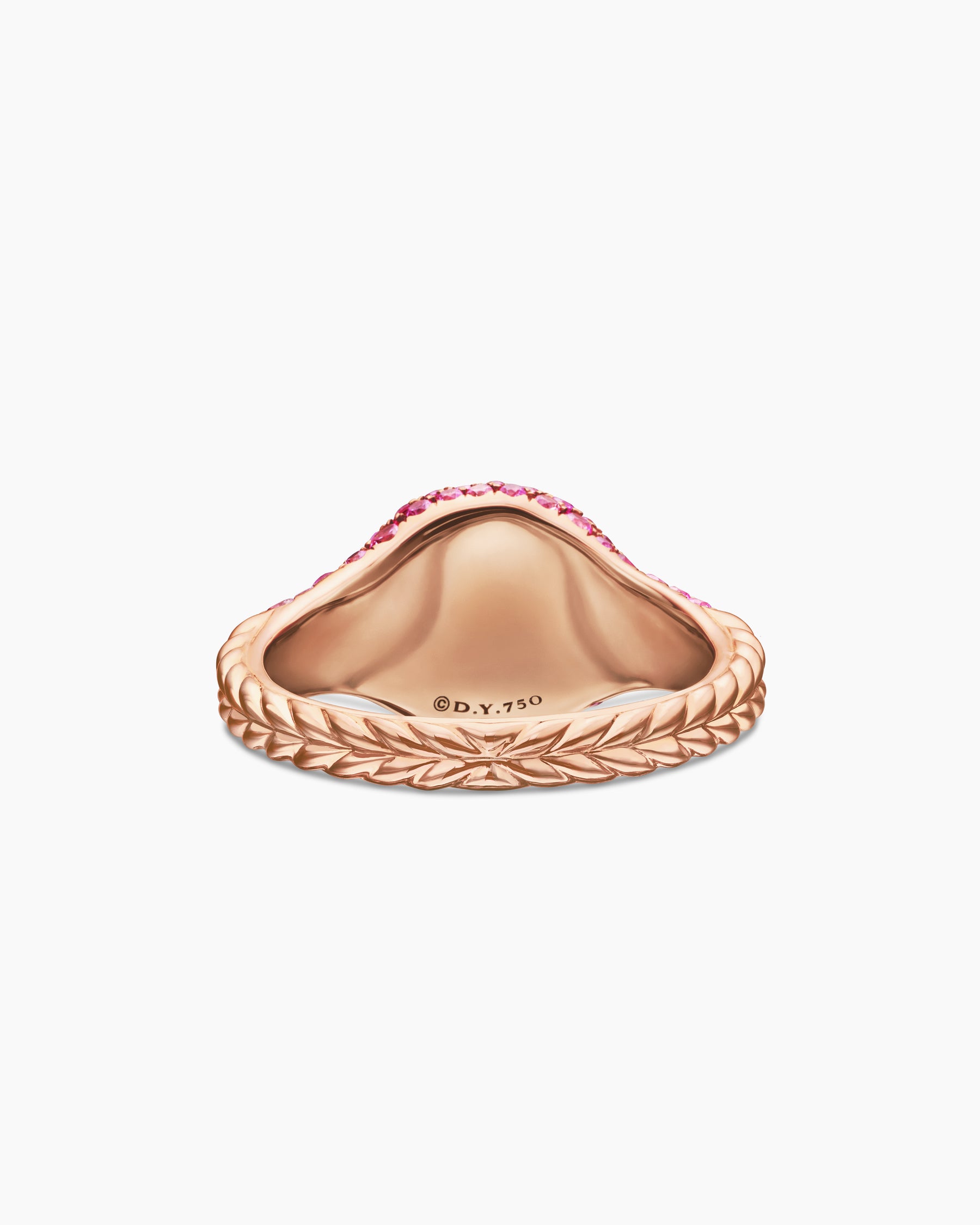 Pavé Pinky Ring in 18K Rose Gold with Pink Sapphires, 10mm - Image 6