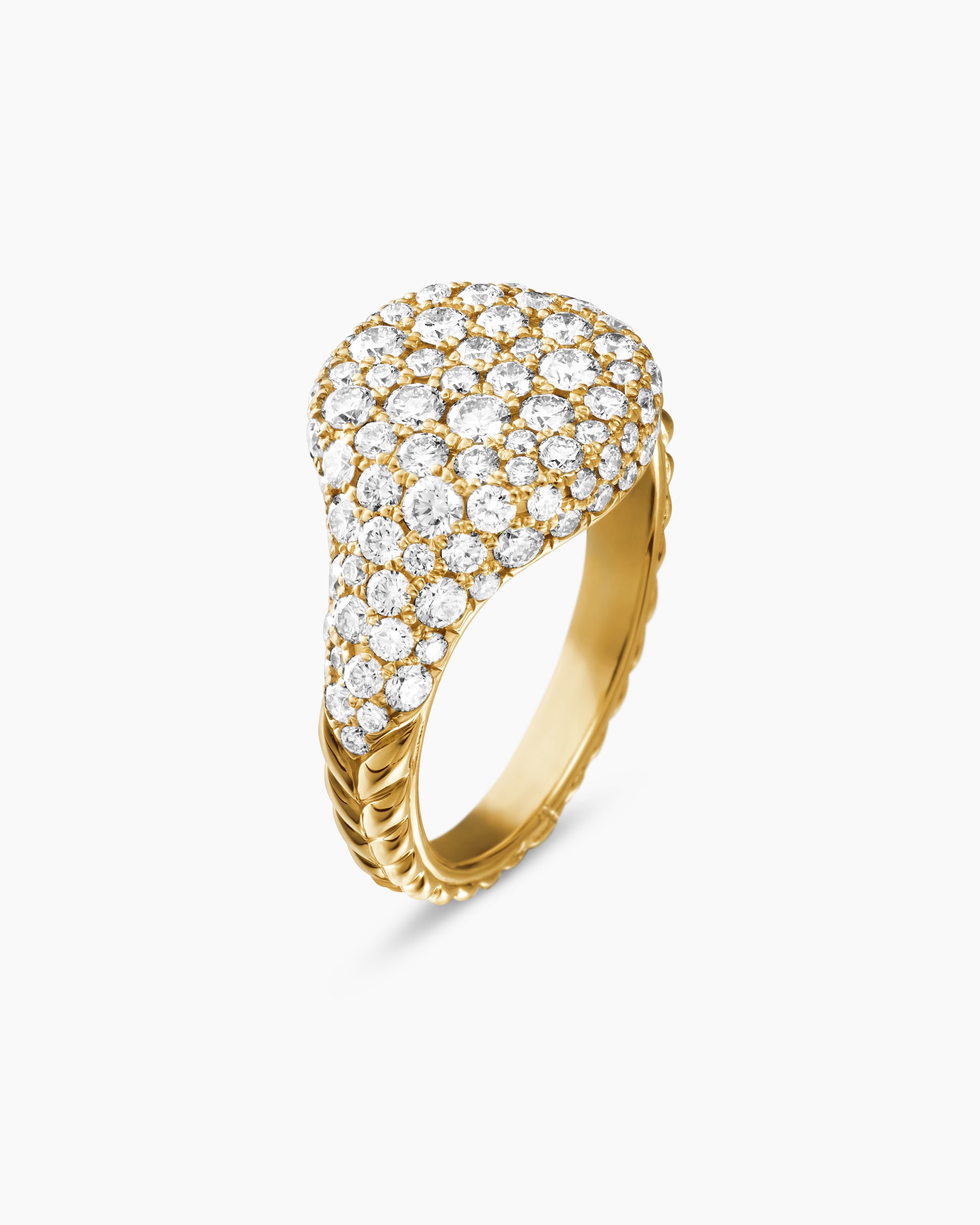 Pavé Pinky Ring in 18K Yellow Gold with Diamonds, 10mm - Image 3