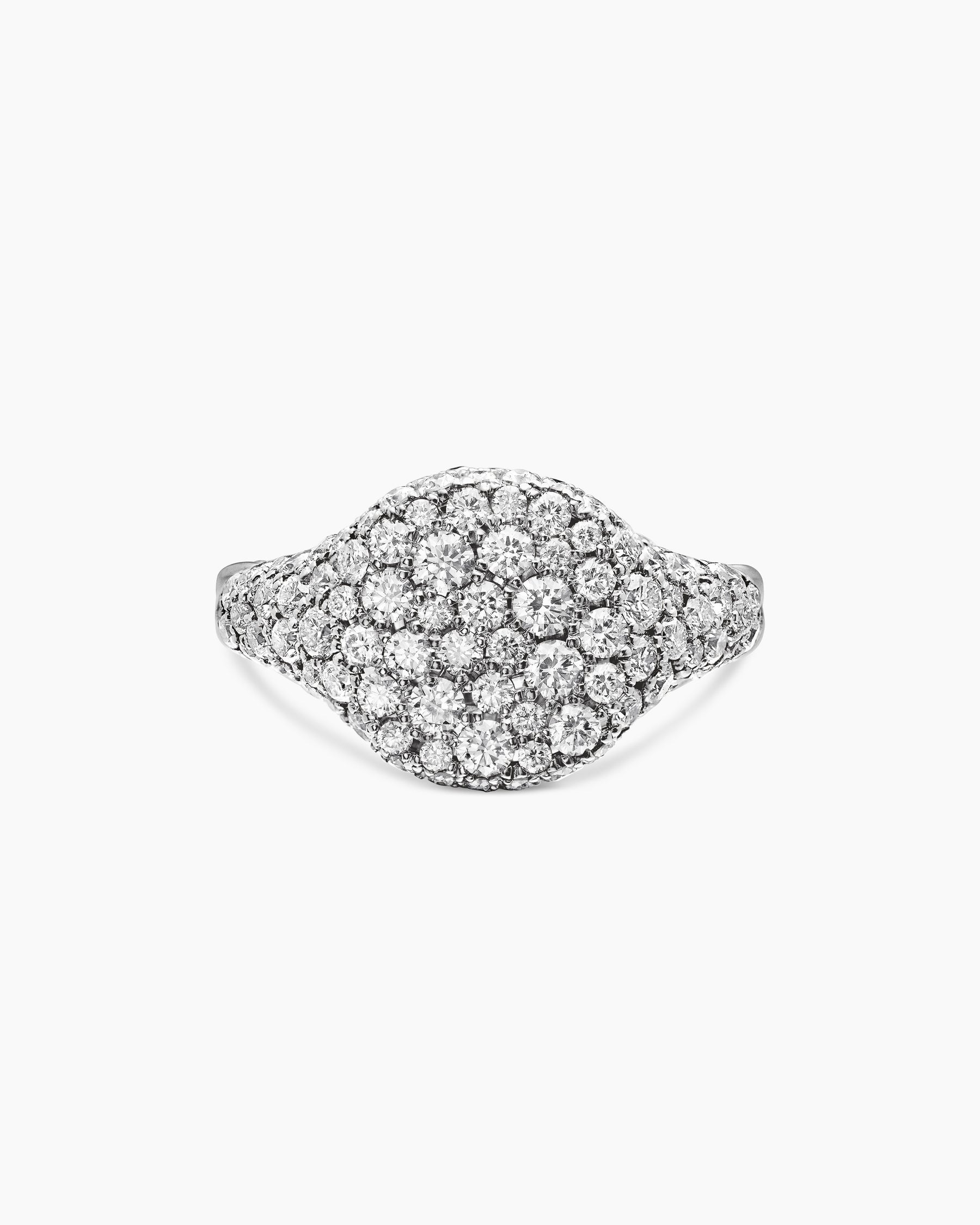 Pavé Pinky Ring in 18K White Gold with Diamonds, 10mm - Image 4