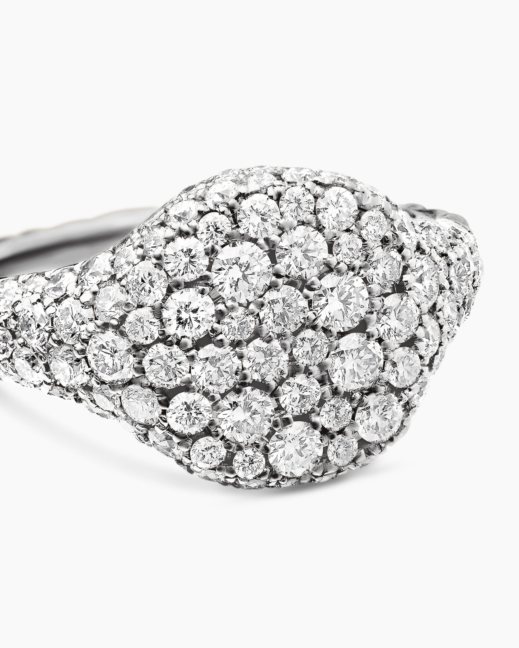 Pavé Pinky Ring in 18K White Gold with Diamonds, 10mm - Image 5