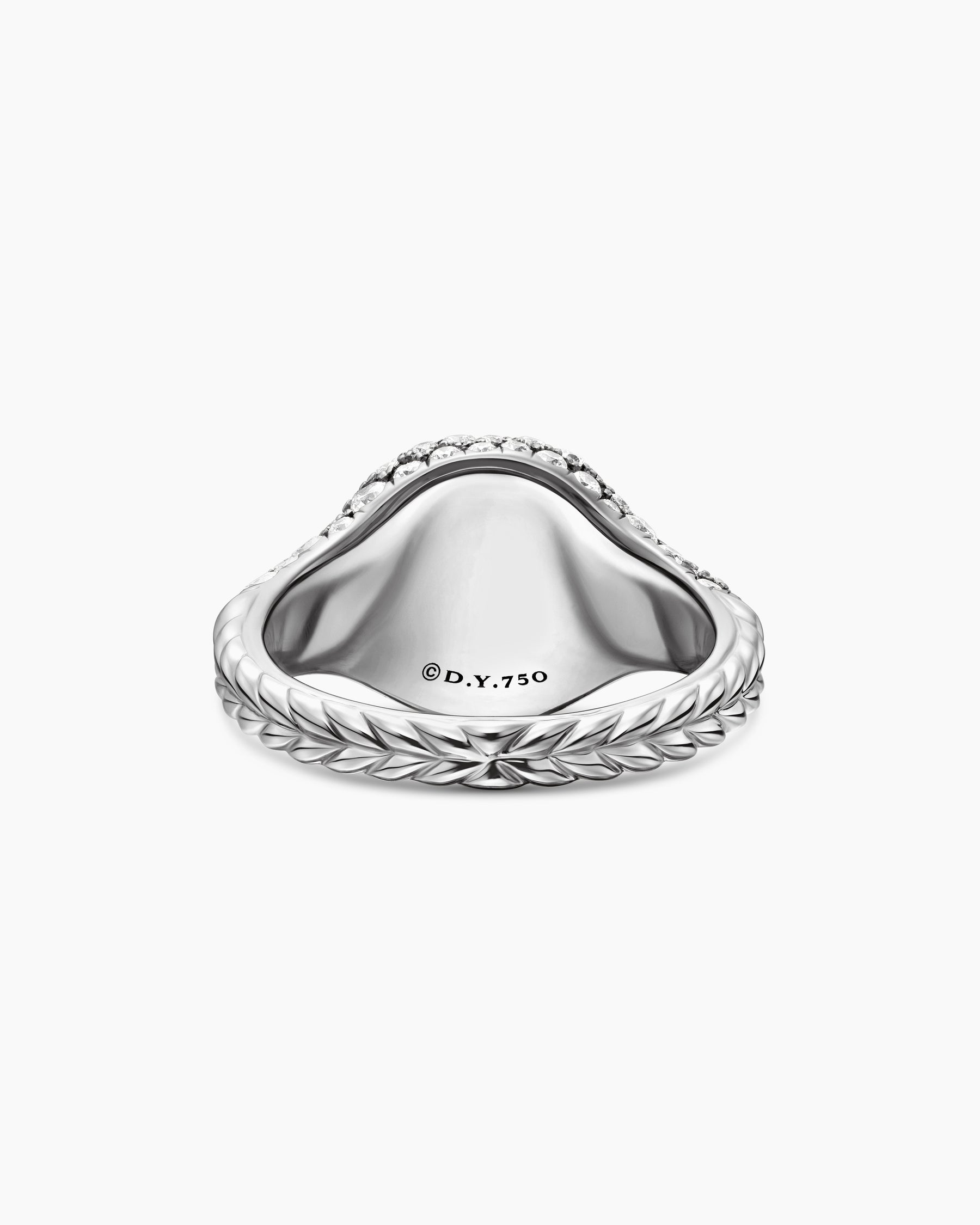 Pavé Pinky Ring in 18K White Gold with Diamonds, 10mm - Image 6