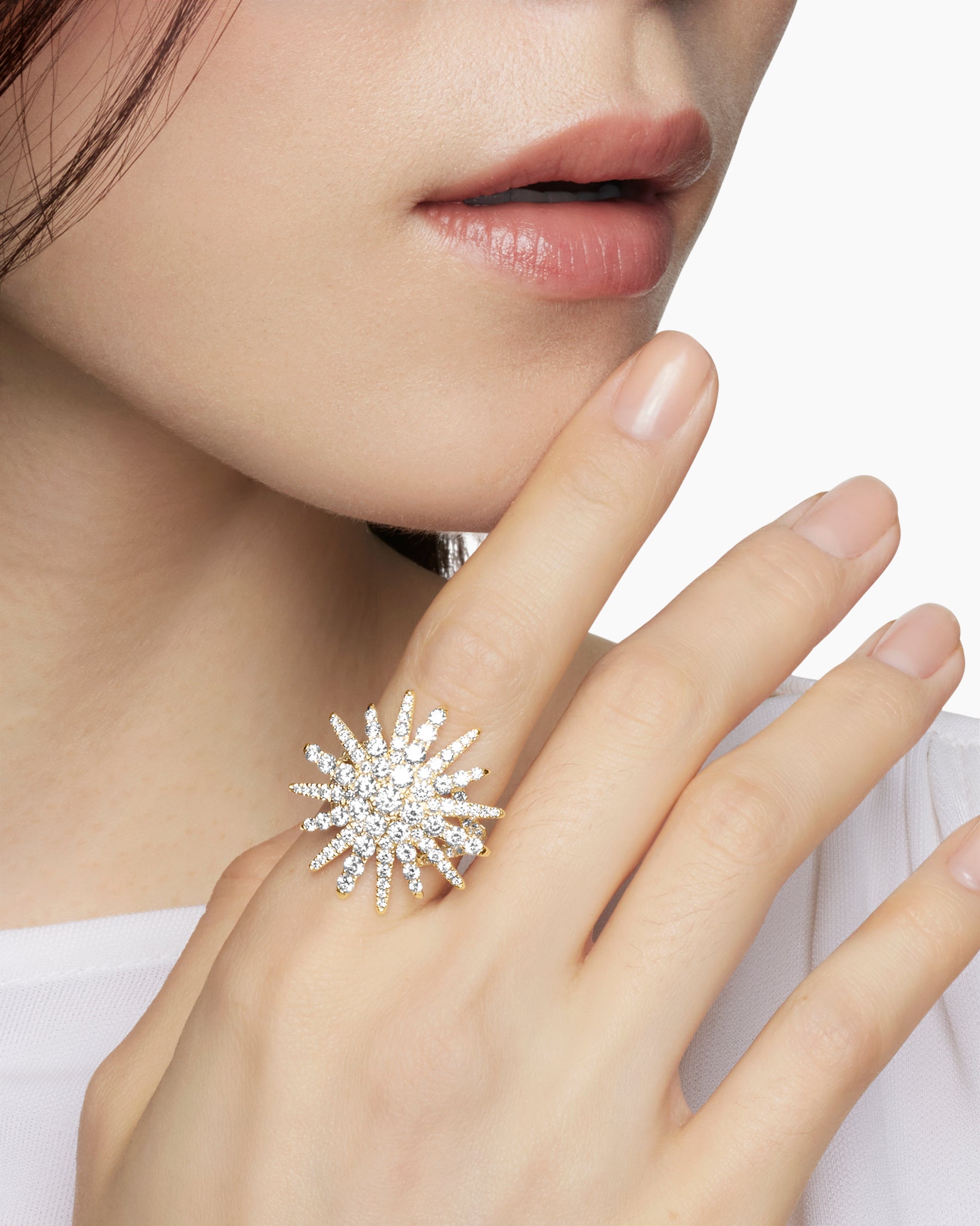 Starburst Ring in 18K Yellow Gold with Diamonds, 28mm - Image 7