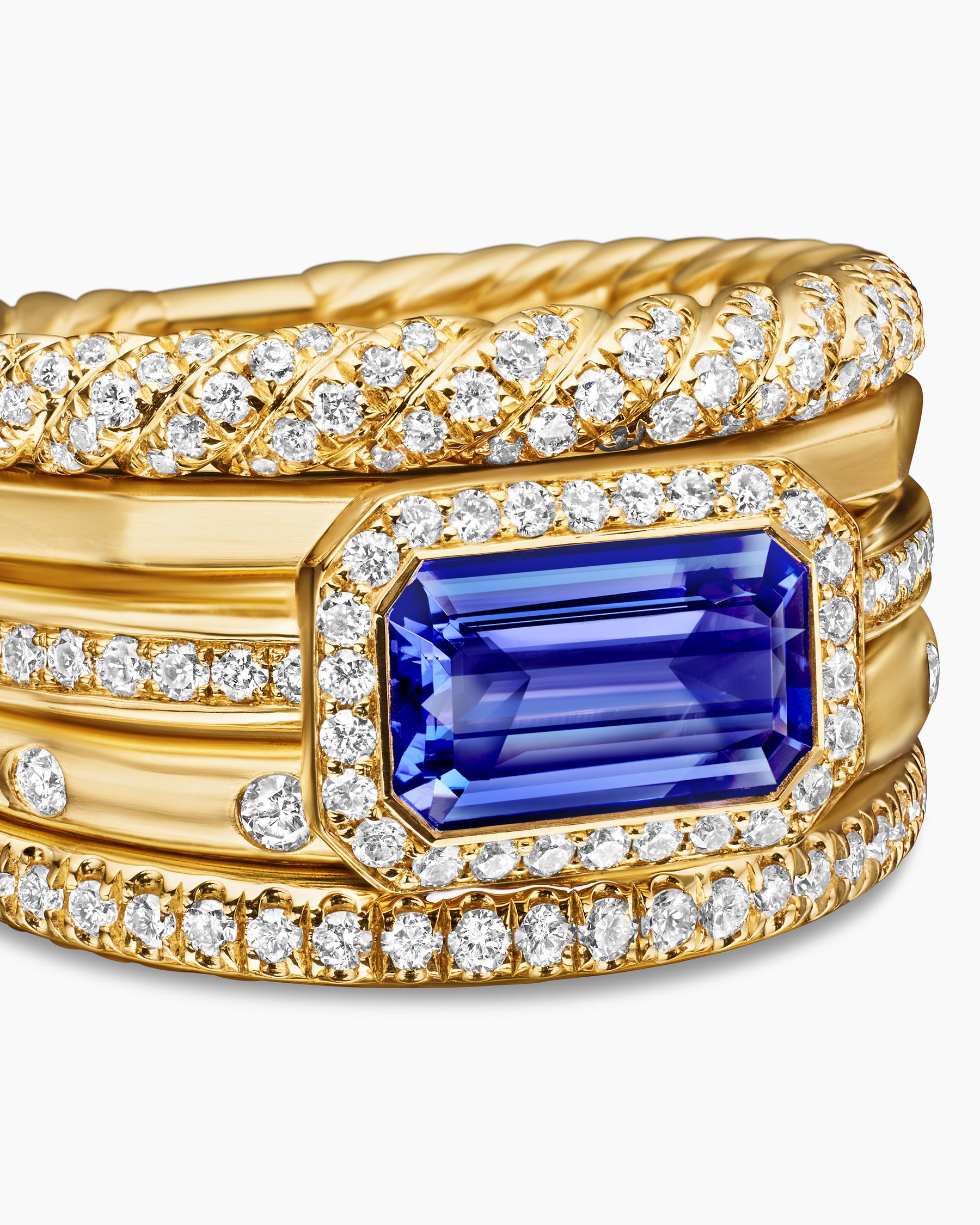 Stax Statement Ring in 18K Yellow Gold with Tanzanite and Diamonds, 14mm - Image 5